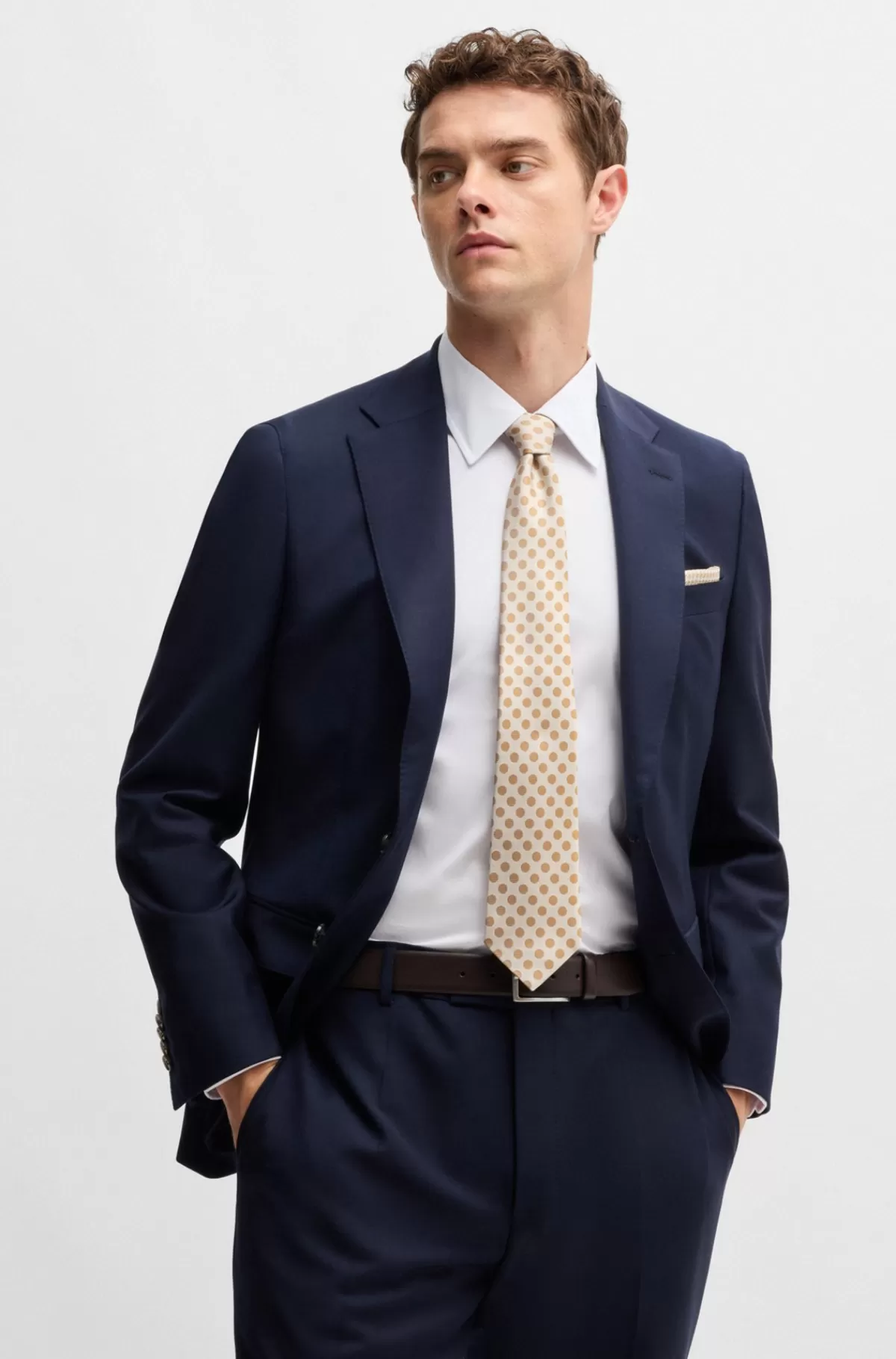 HUGO BOSS Skjorte Med Slim Fit I Poplin Af Bomuldsblanding Med Stræk Hvid Discount