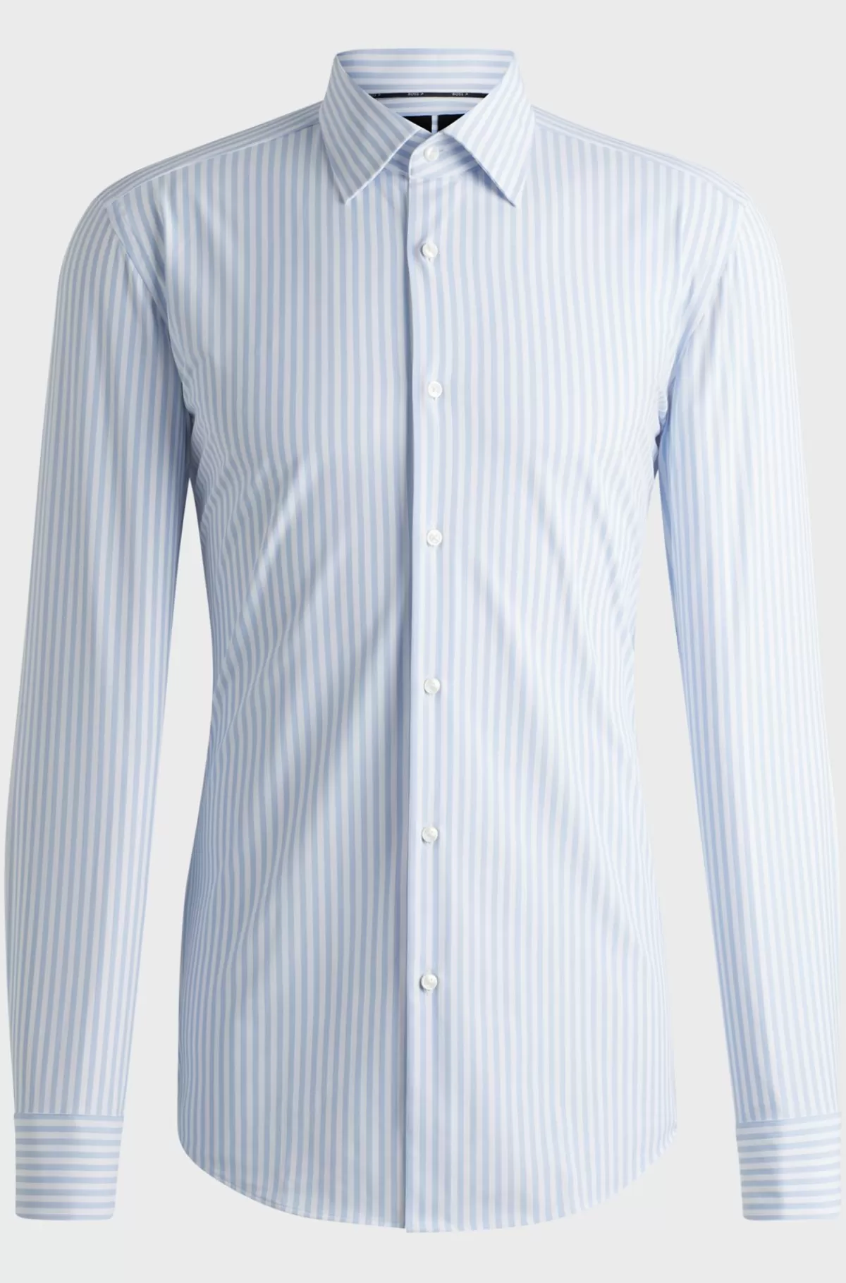 HUGO BOSS Skjorte Med Slim Fit I Stribet Performance-stof Med Stræk Lyseblå Best