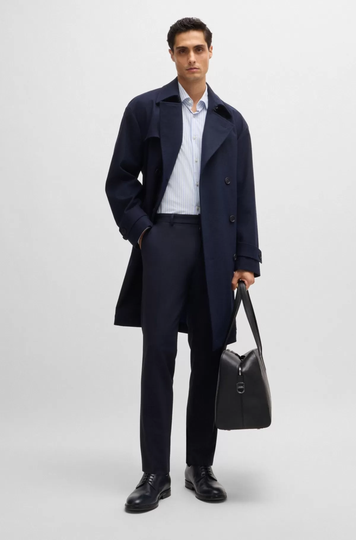 HUGO BOSS Skjorte Med Slim Fit I Stribet Performance-stof Med Stræk Lyseblå Best