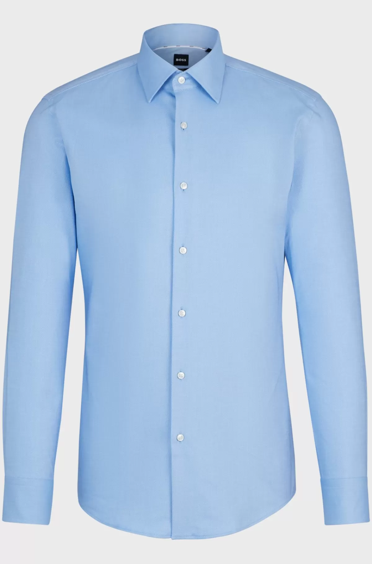 HUGO BOSS Skjorte Med Slim Fit I Strygelet Bomuldstwill Med Stræk Lyseblå New