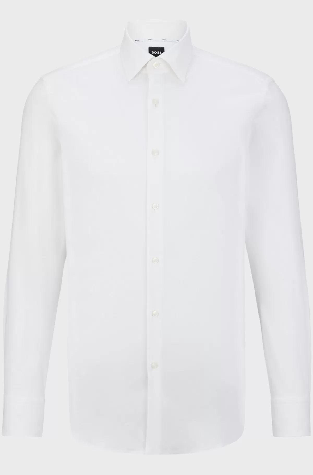 HUGO BOSS Skjorte Med Slim Fit I Strygelet Bomuldstwill Med Stræk Hvid Outlet