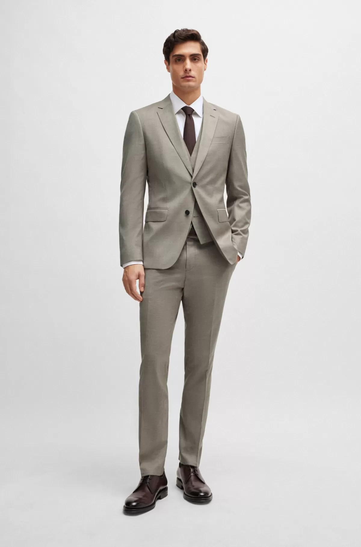 HUGO BOSS Skjorte Med Slim Fit I Strygelet Bomuldstwill Med Stræk Hvid Outlet