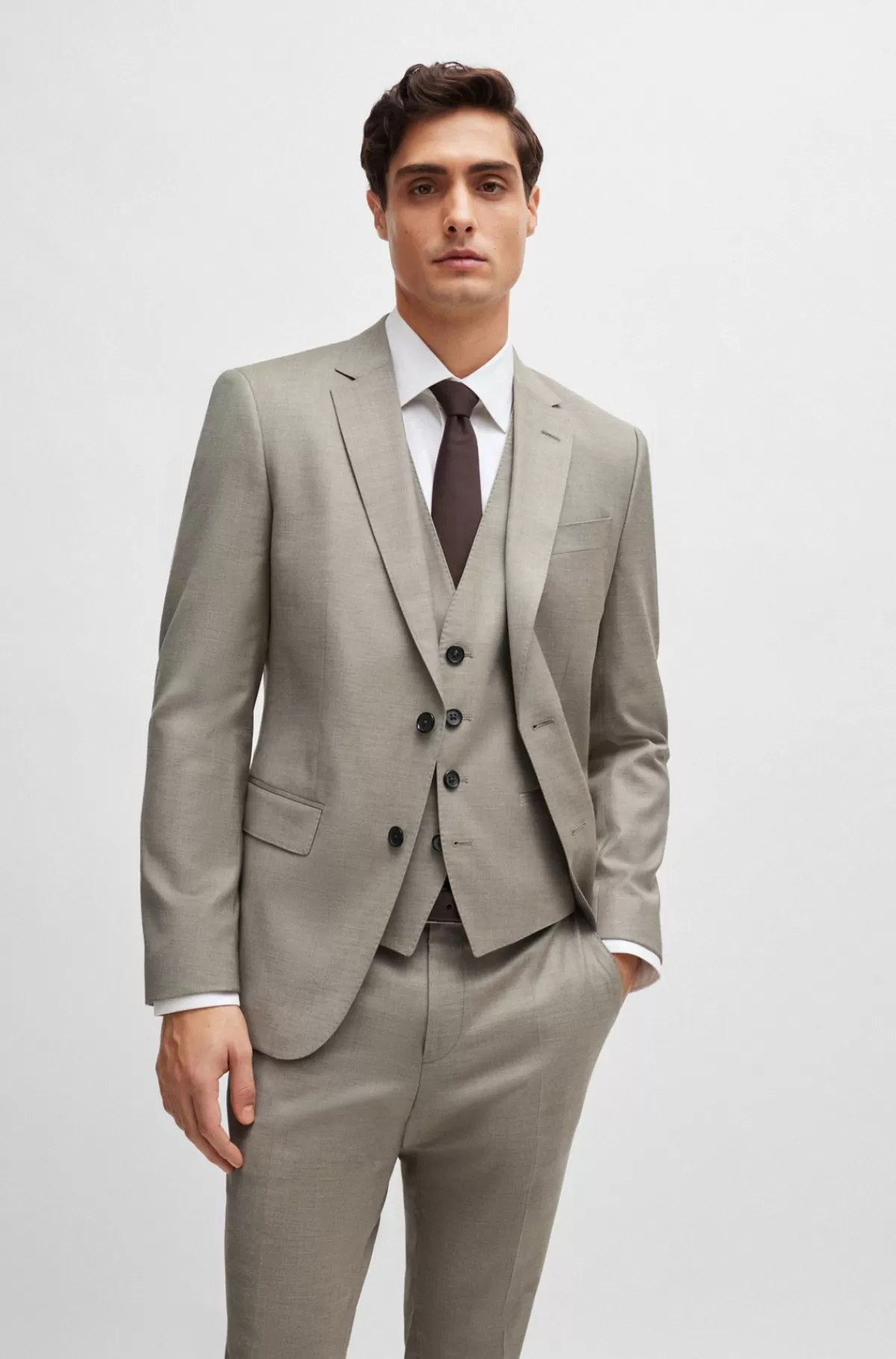 HUGO BOSS Skjorte Med Slim Fit I Strygelet Bomuldstwill Med Stræk Hvid Outlet