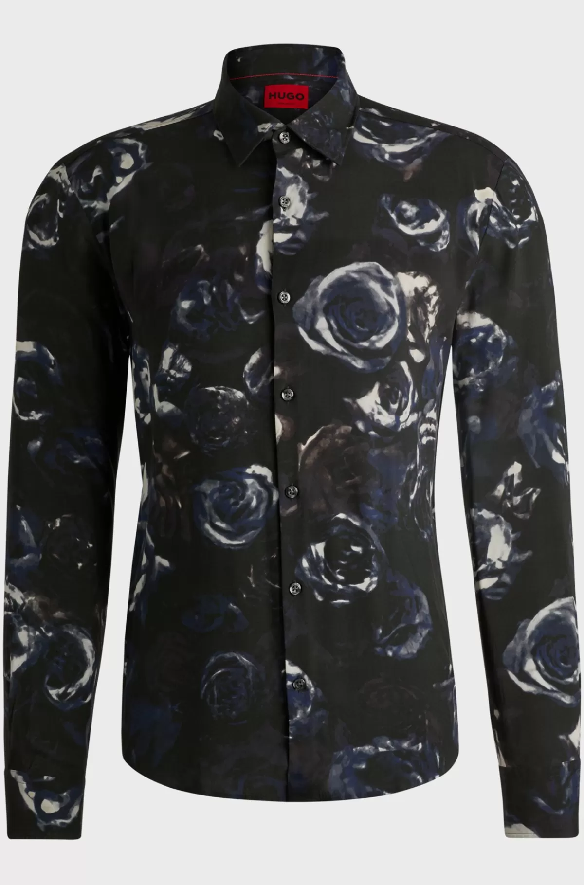 HUGO BOSS Skjorte Med Slim Fit Og Kent-krave I Sæsonens Print Mønstret Outlet
