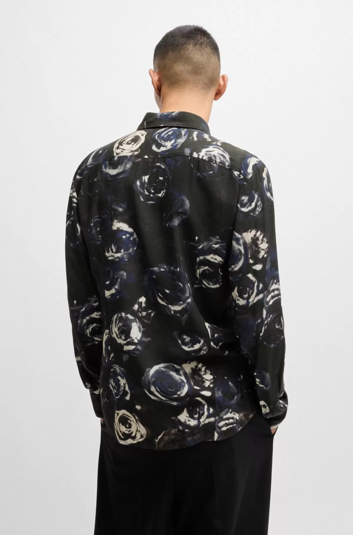 HUGO BOSS Skjorte Med Slim Fit Og Kent-krave I Sæsonens Print Mønstret Outlet