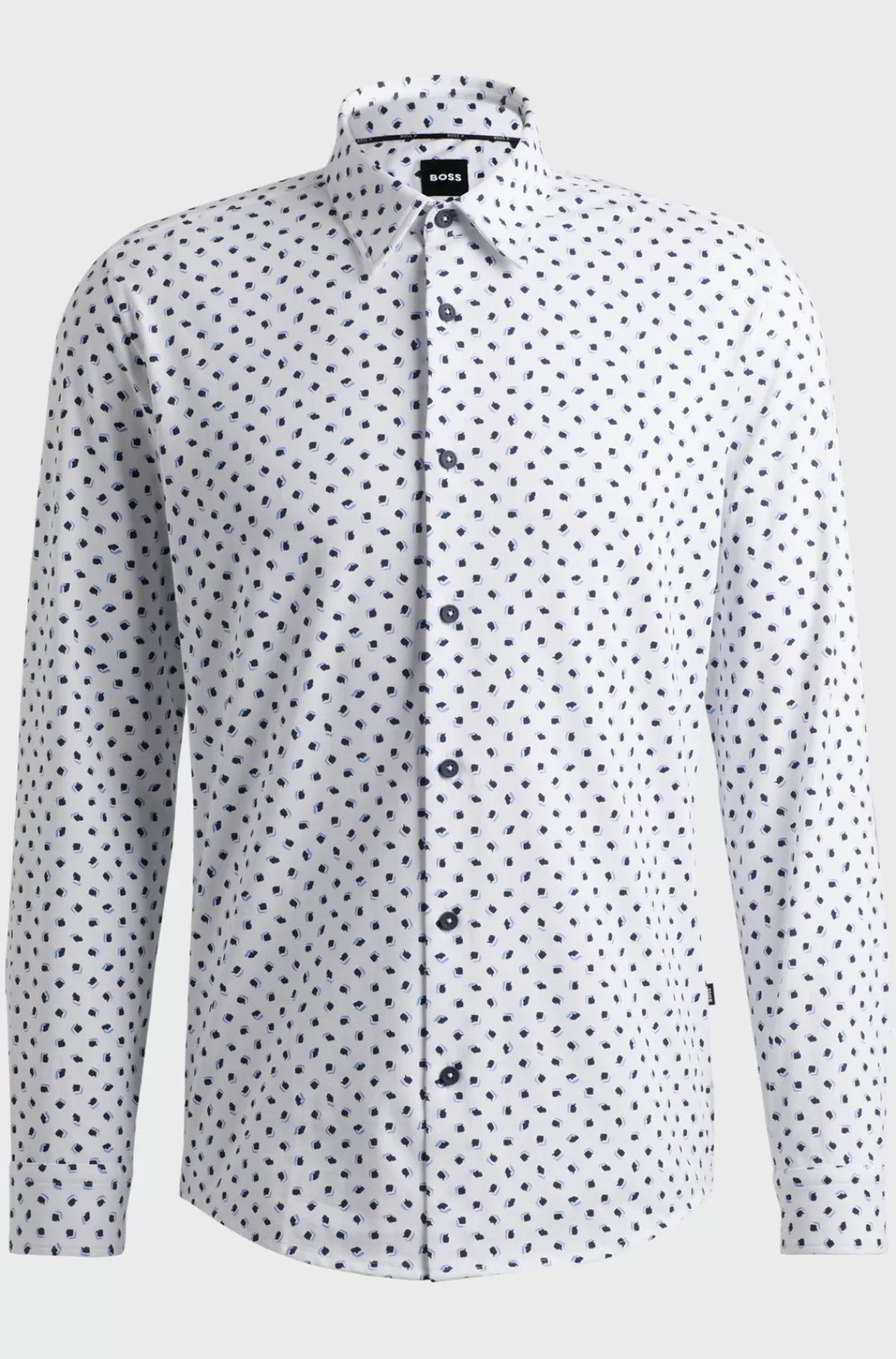 HUGO BOSS Skjorte Med Slim Fit Og Print I Jersey Af Bomuldsblanding Hvid Store