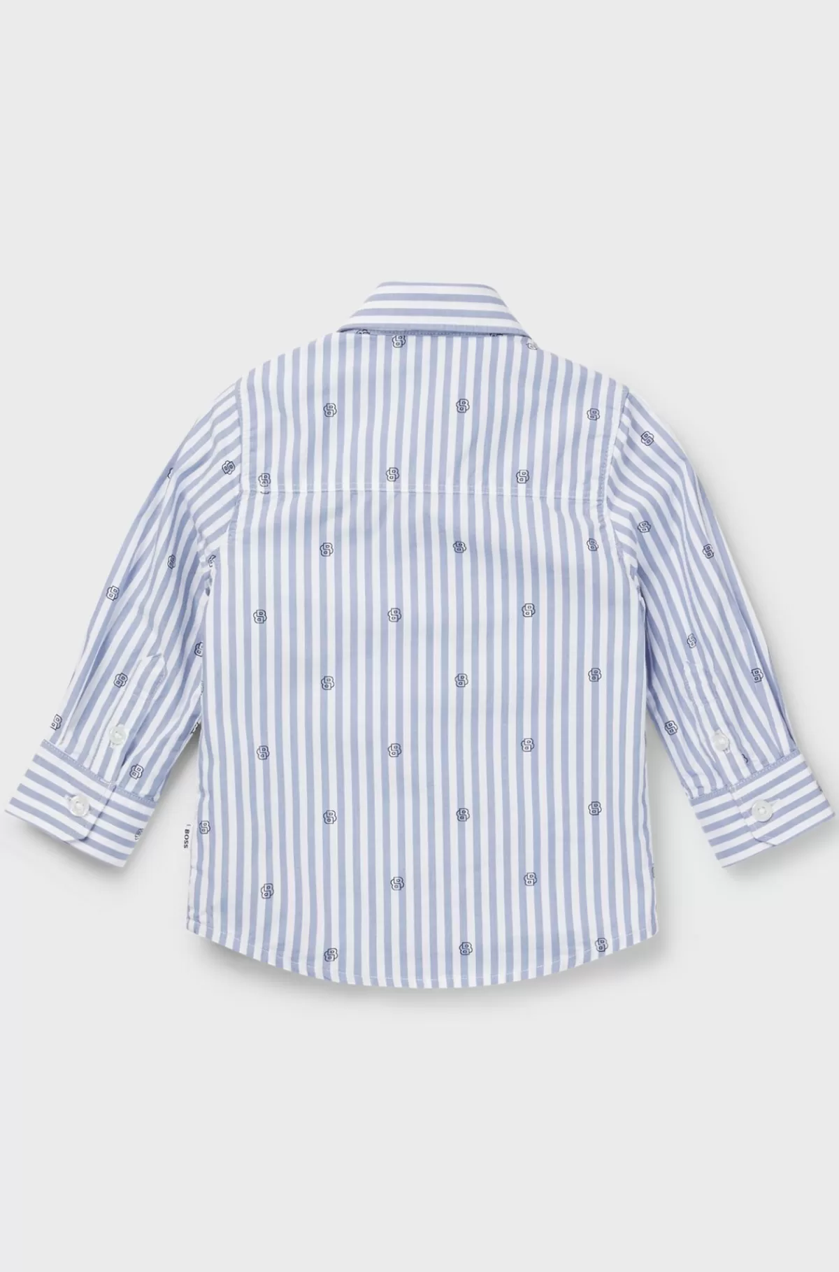 HUGO BOSS Skjorte Til Børn I Stribet Bomuld Med Dobbelt B-monogrammer Lyseblå Hot