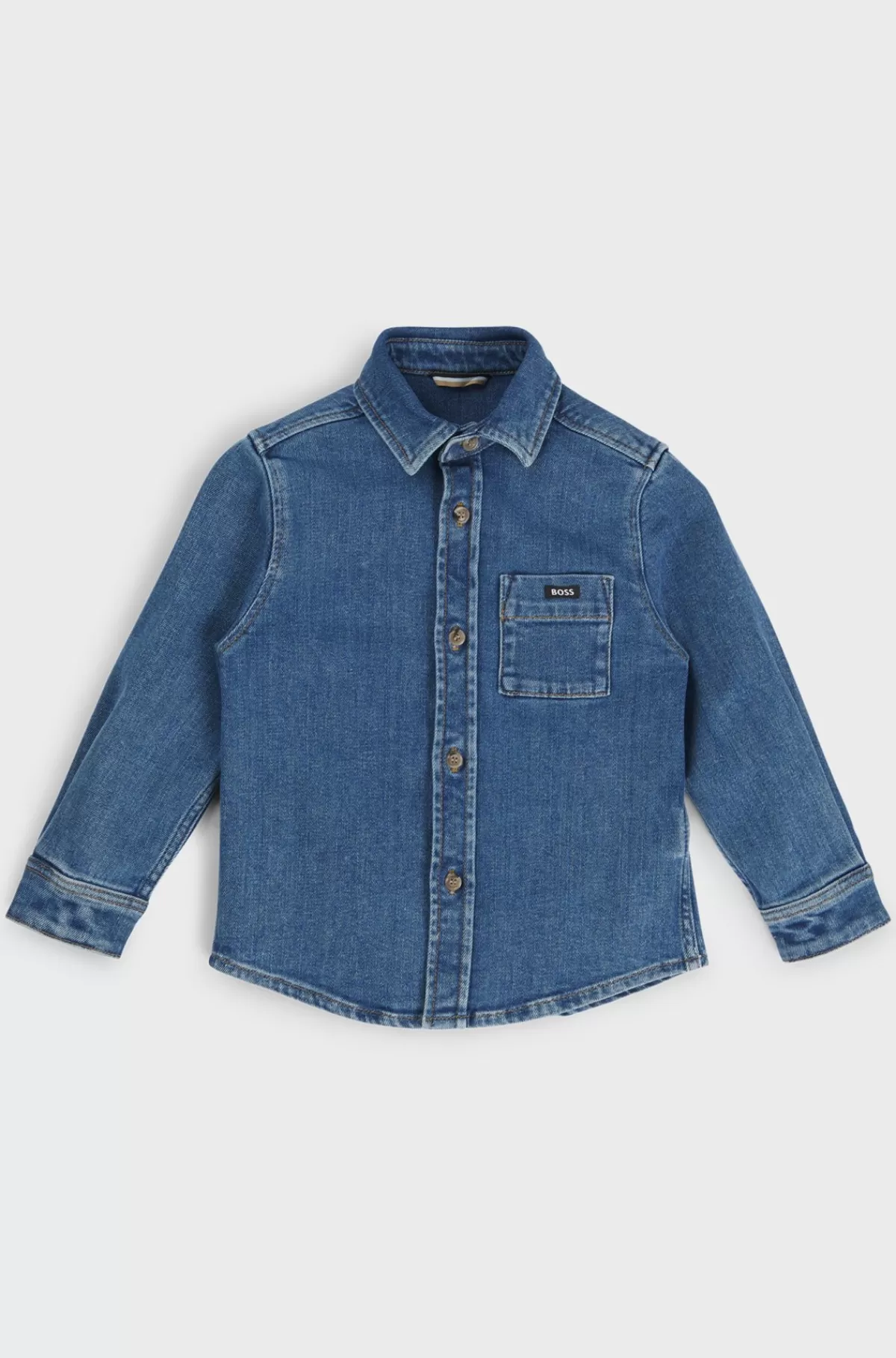 HUGO BOSS Skjorte Til Børn Med Lange ærmer I Bomuldsdenim Med Stræk Blå Flash Sale