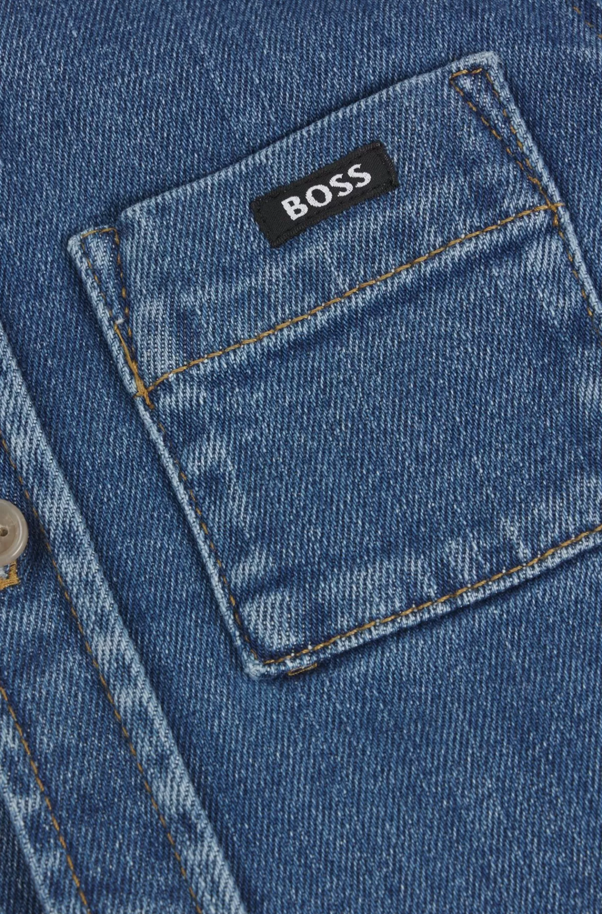 HUGO BOSS Skjorte Til Børn Med Lange ærmer I Bomuldsdenim Med Stræk Blå Flash Sale