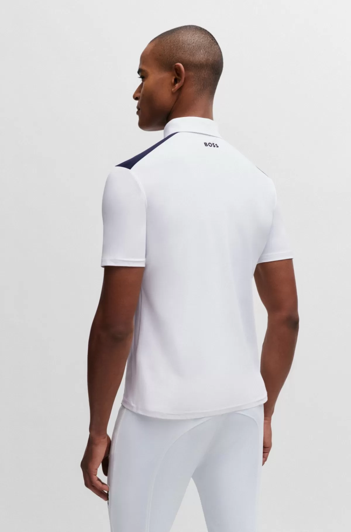 HUGO BOSS Skjorte Til Hestesport Med Halve ærmer Og Skulderpuder Hvid Discount