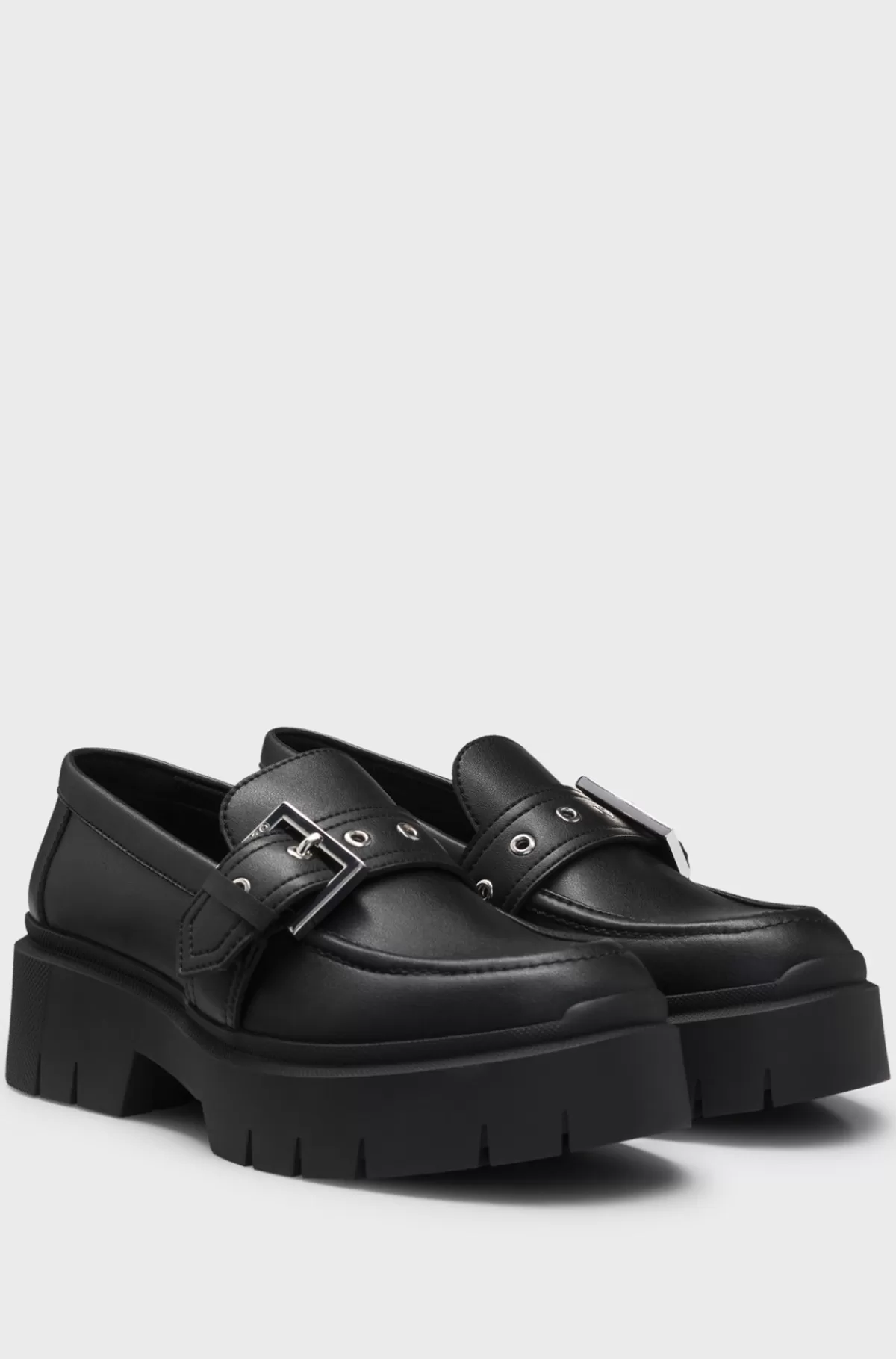 HUGO BOSS Sko I Imiteret Læder Med Bæltespænde Sort Fashion