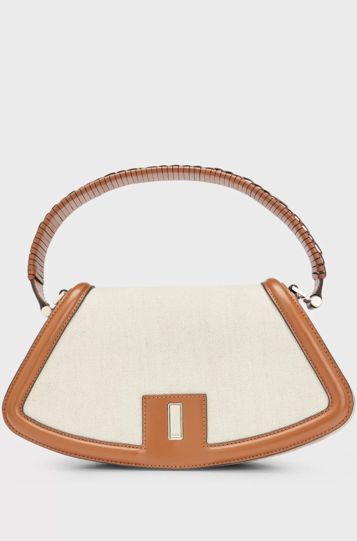 HUGO BOSS Skuldertaske I Bomuldsblanding Med Læderdetaljer Beige Outlet