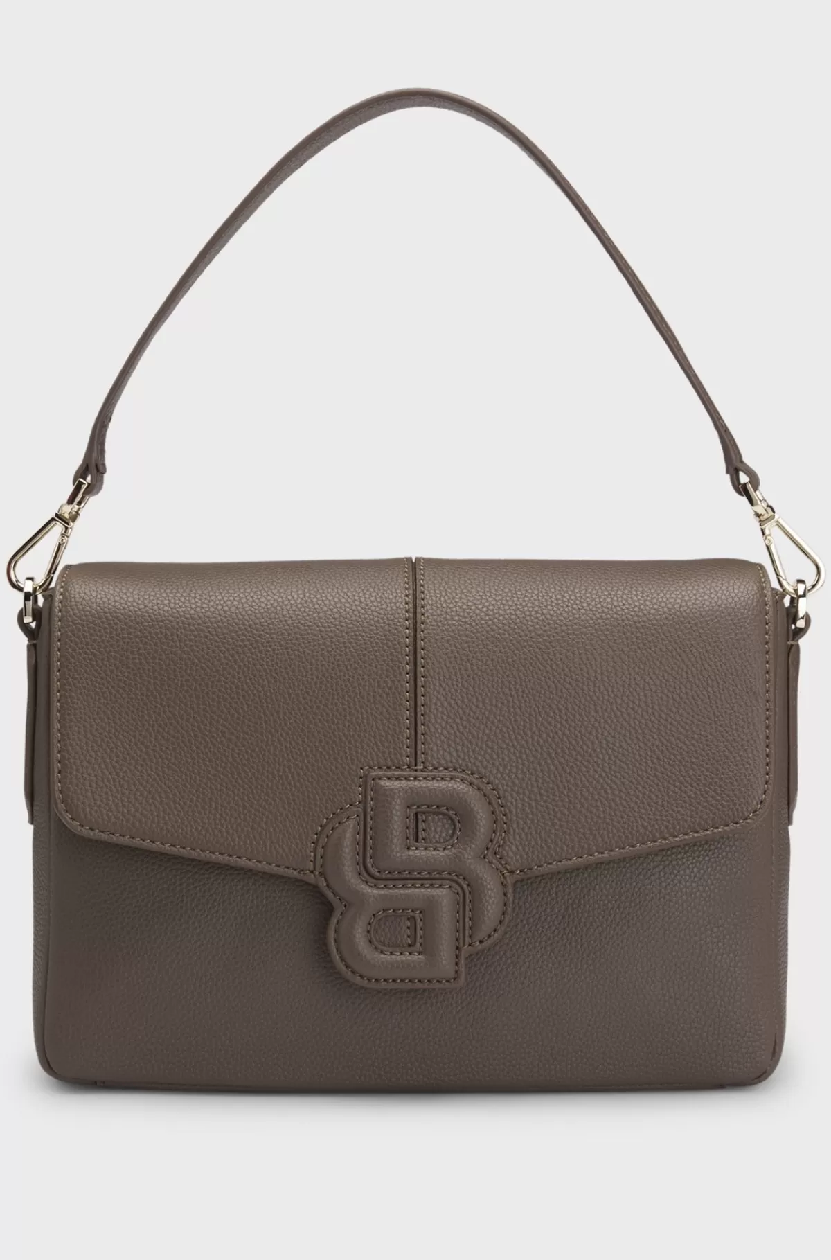 HUGO BOSS Skuldertaske I Imiteret Kornet Læder Med Dobbelt B-monogram Brun Cheap