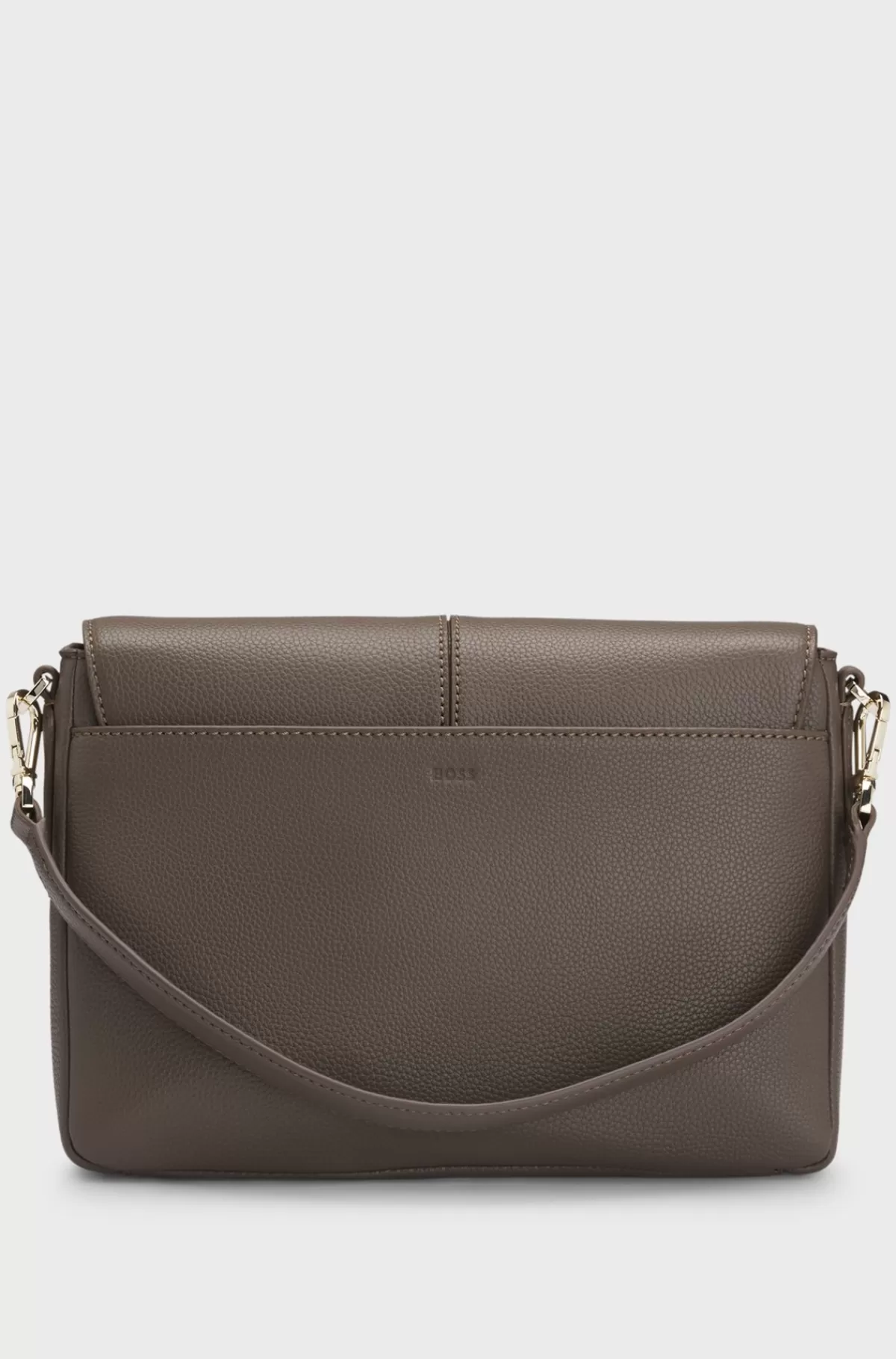 HUGO BOSS Skuldertaske I Imiteret Kornet Læder Med Dobbelt B-monogram Brun Cheap