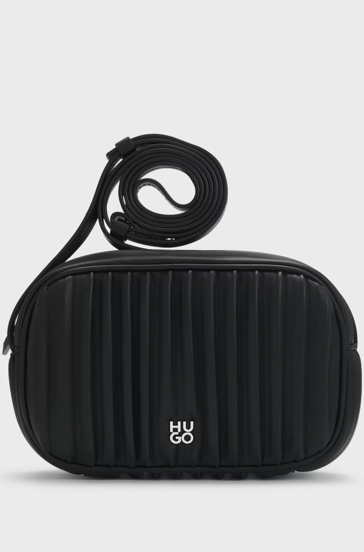HUGO BOSS Skuldertaske I Imiteret Læder Med Stablet Logo Sort Outlet