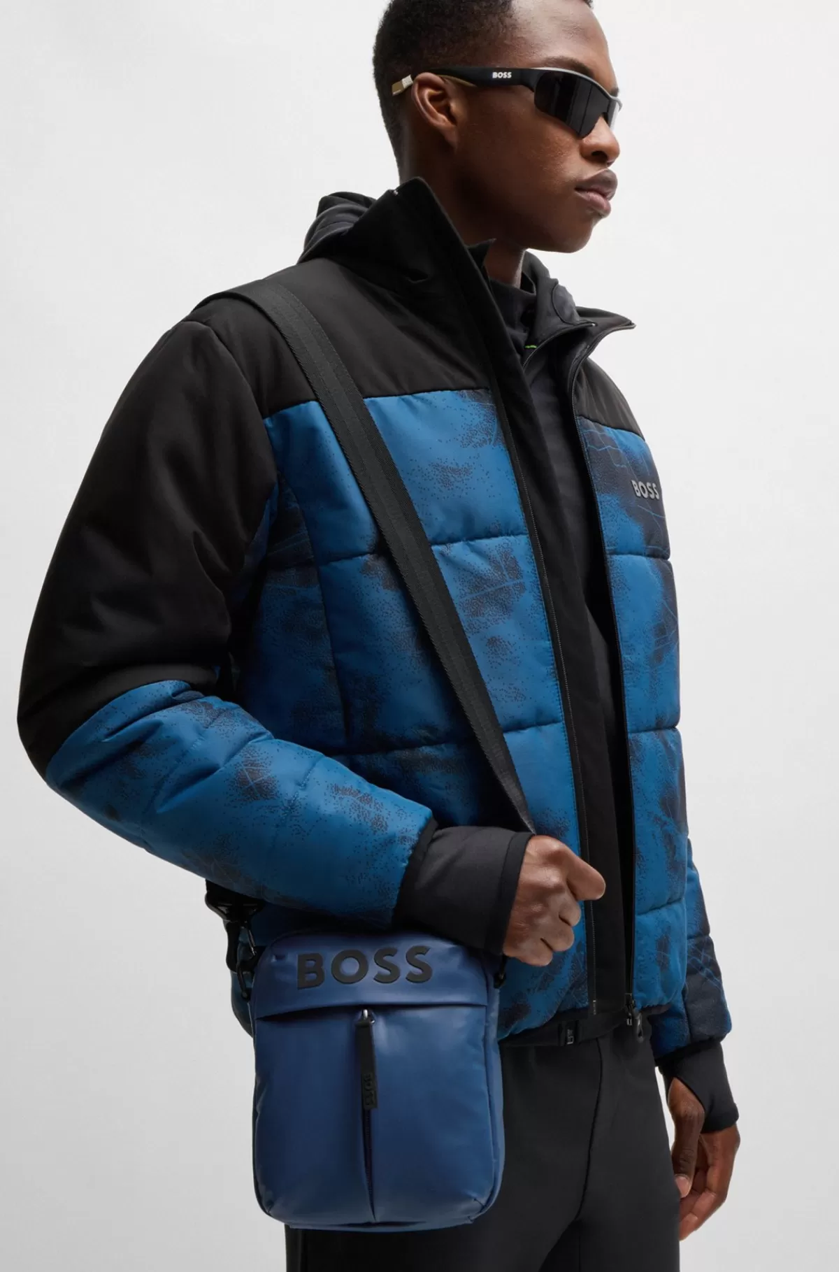 HUGO BOSS Skuldertaske I Imiteret Læder Med Tone-i-tone Logo Blå Best Sale