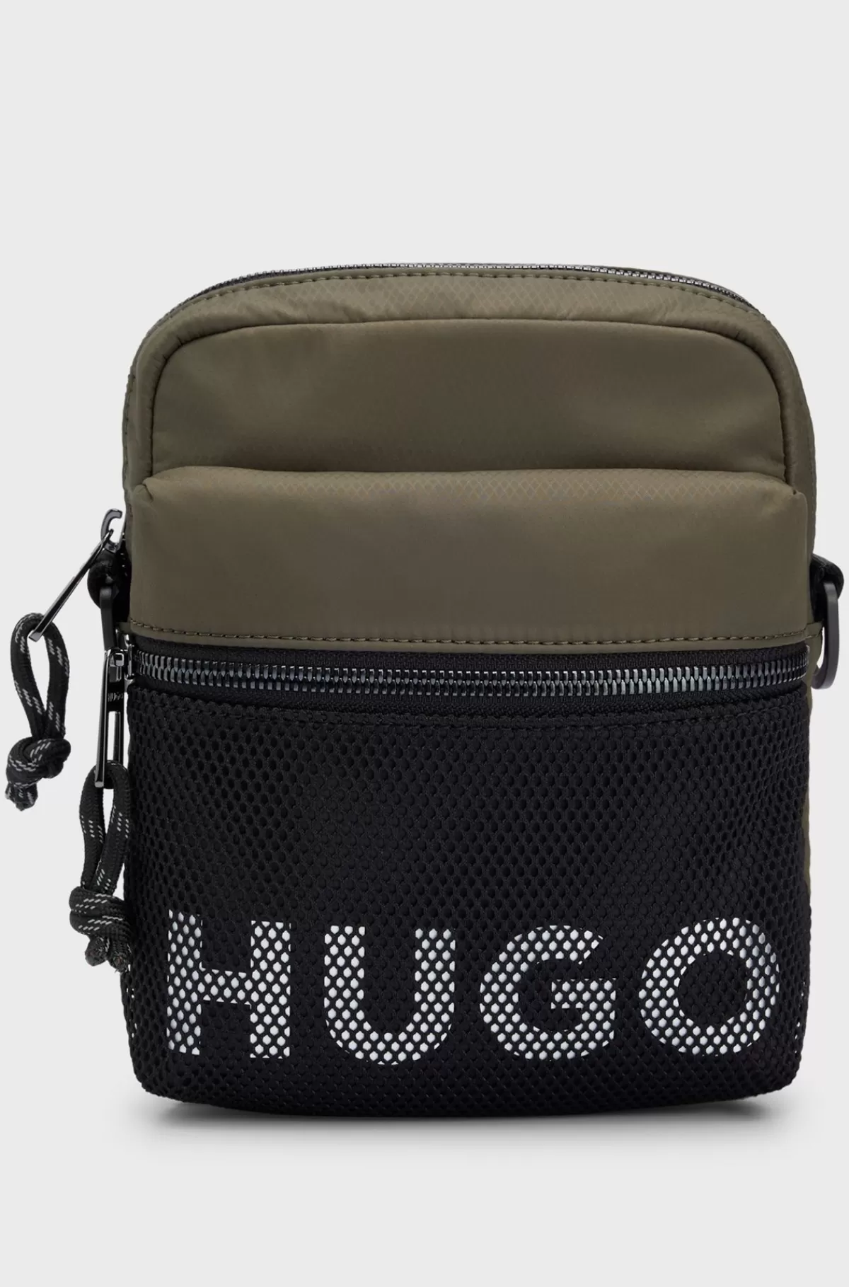 HUGO BOSS Skuldertaske Med Kontrastlogo Og Mesh Kaki Best