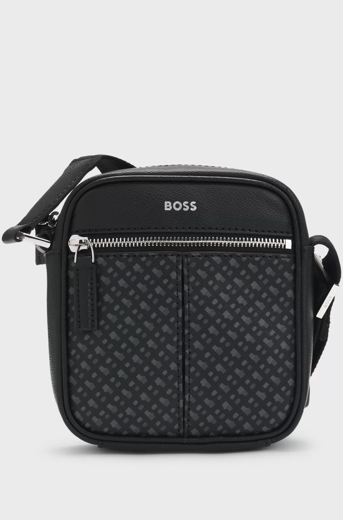 HUGO BOSS Skuldertaske Med Monogrampanel Og Foilprintet Logo Sort Best
