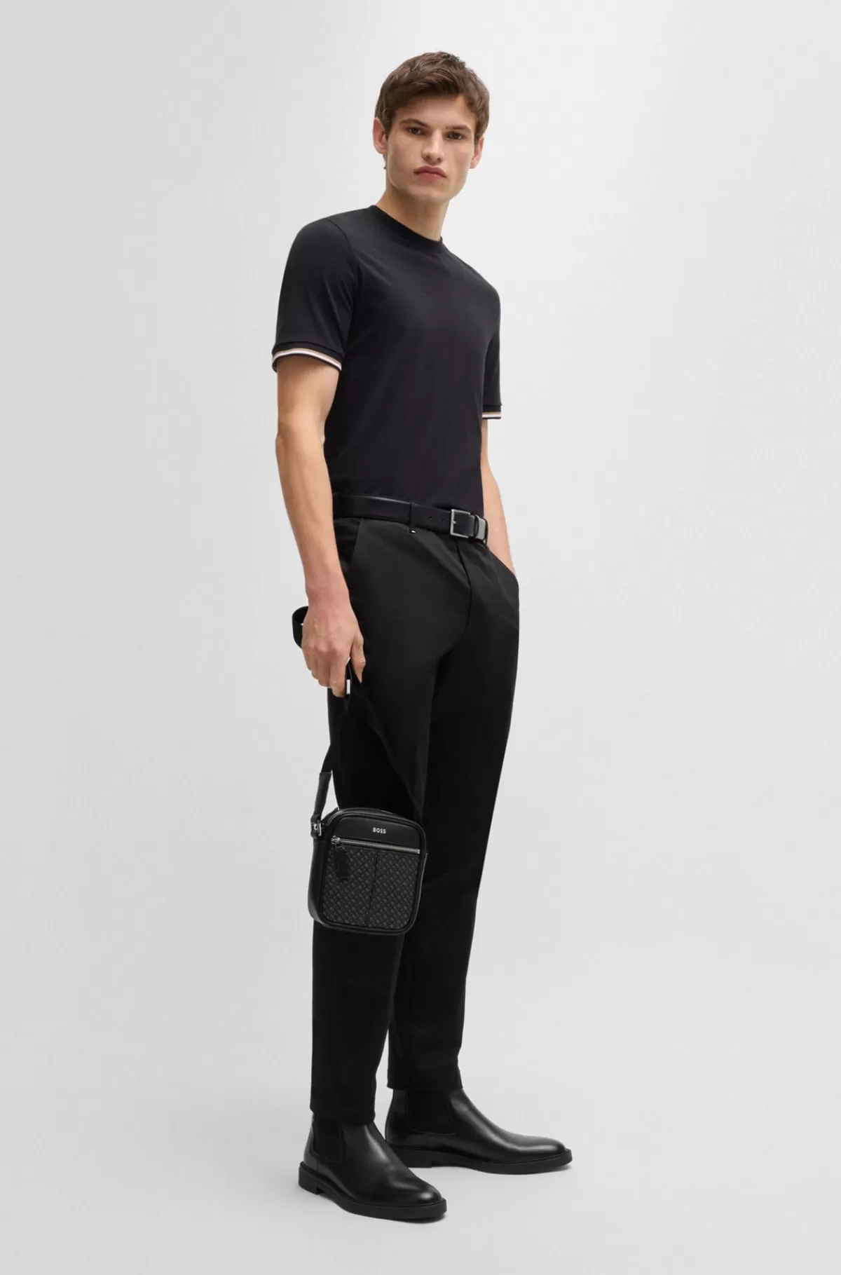HUGO BOSS Skuldertaske Med Monogrampanel Og Foilprintet Logo Sort Best