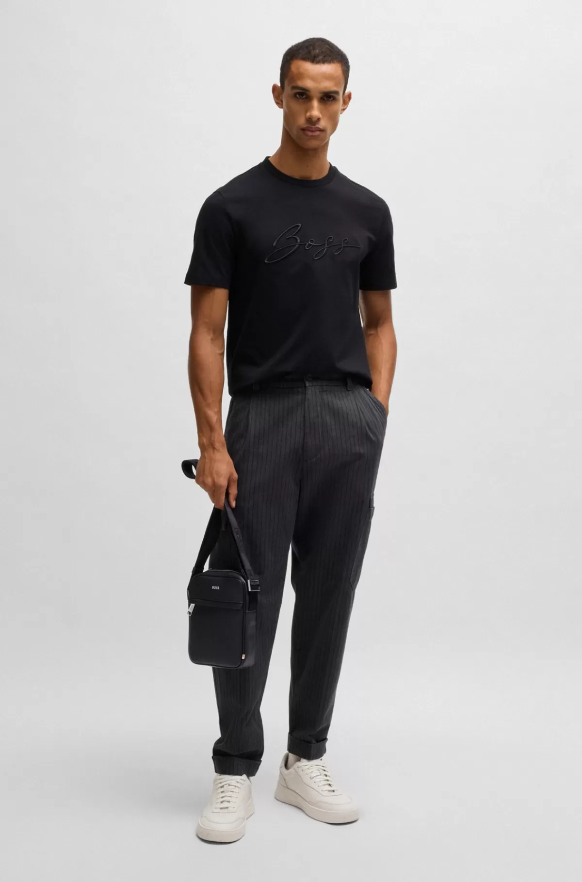 HUGO BOSS Skuldertaske Med Signaturstribe Og Logodetalje Sort Online