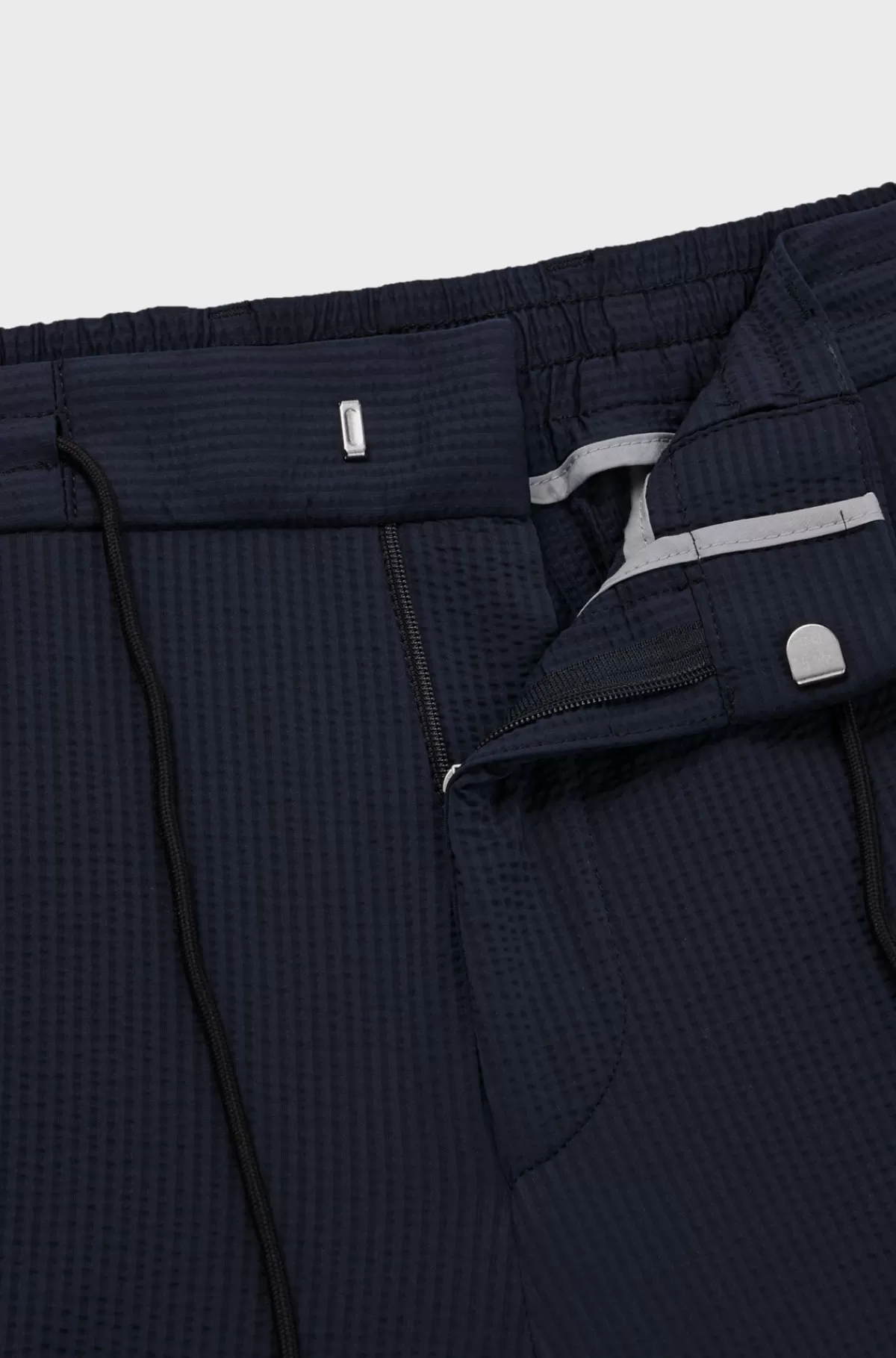 HUGO BOSS Slim Fit Bukser I Bæk Og Bølge Med Performance-stræk Mørkeblå Flash Sale