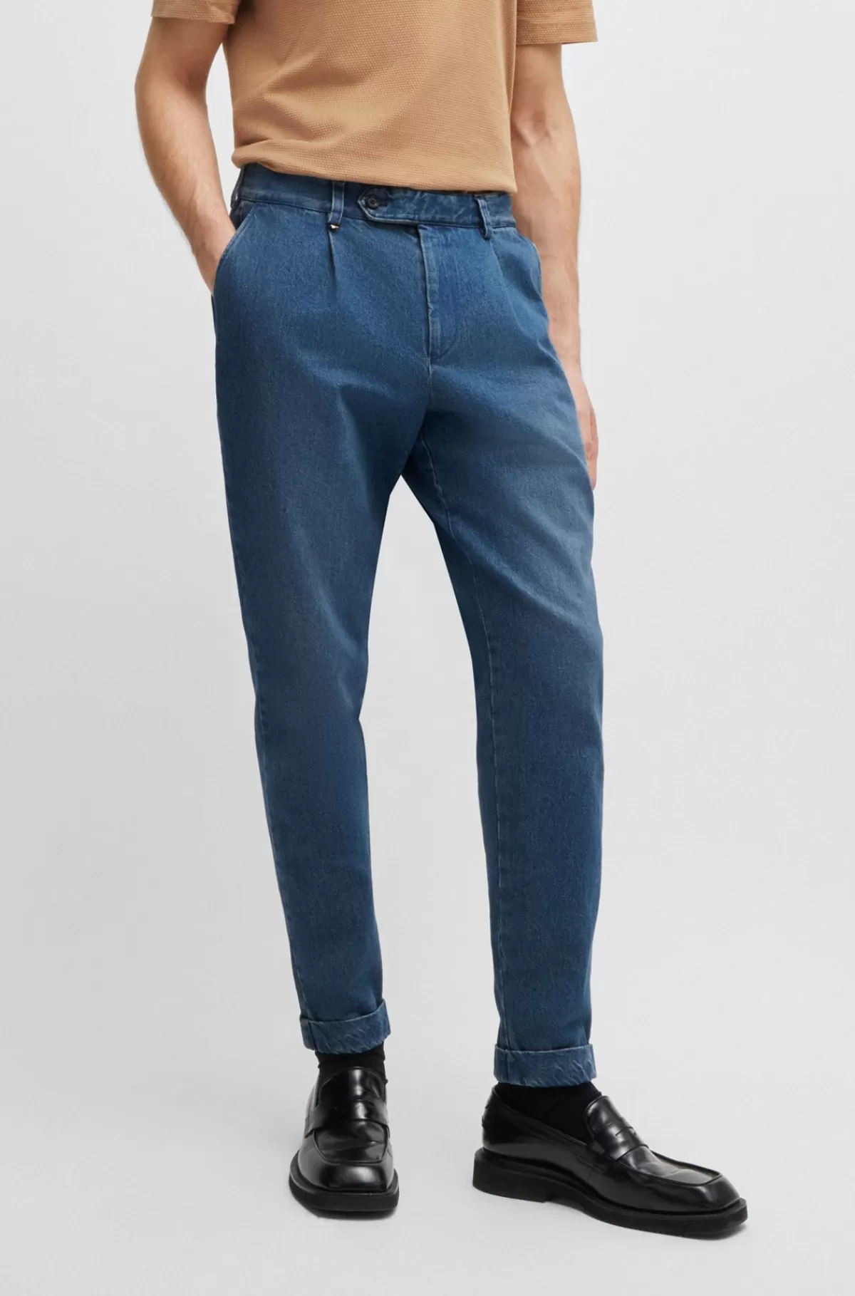 HUGO BOSS Slim Fit Bukser I Bomuldsdenim Blå Store