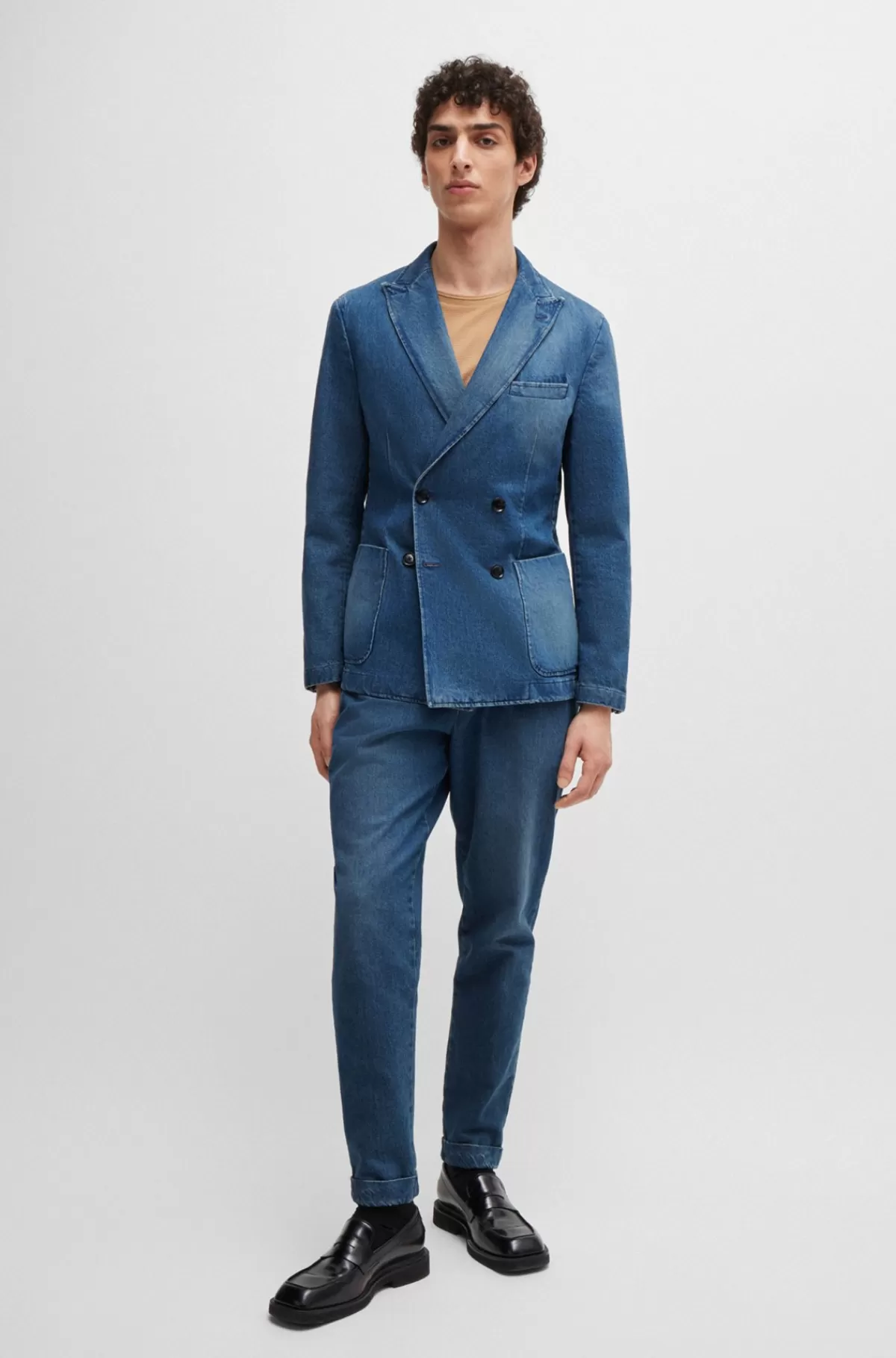 HUGO BOSS Slim Fit Bukser I Bomuldsdenim Blå Store