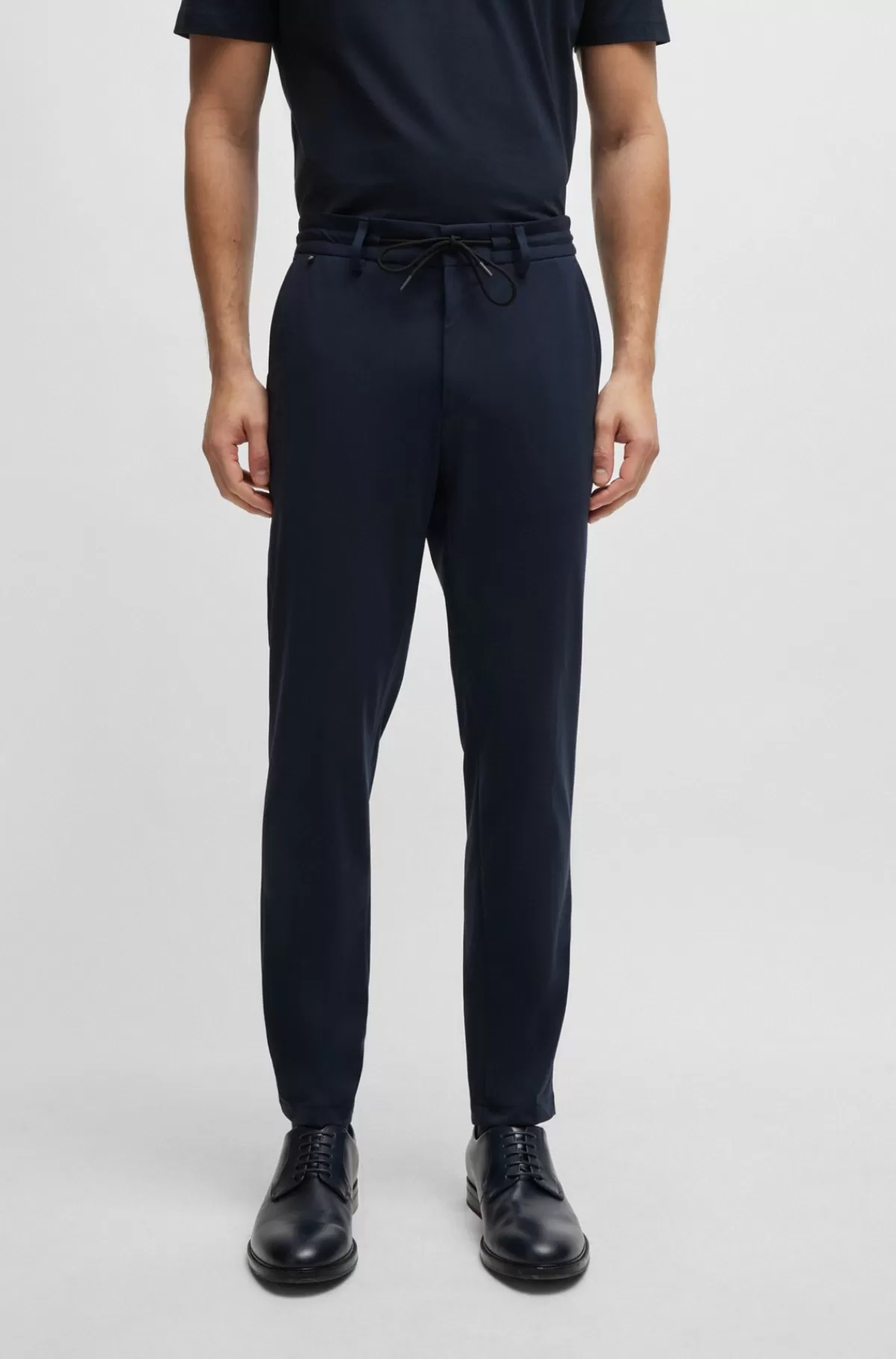HUGO BOSS Slim Fit Bukser I Jersey Med Performance-stof Med Stræk Mørkeblå Cheap