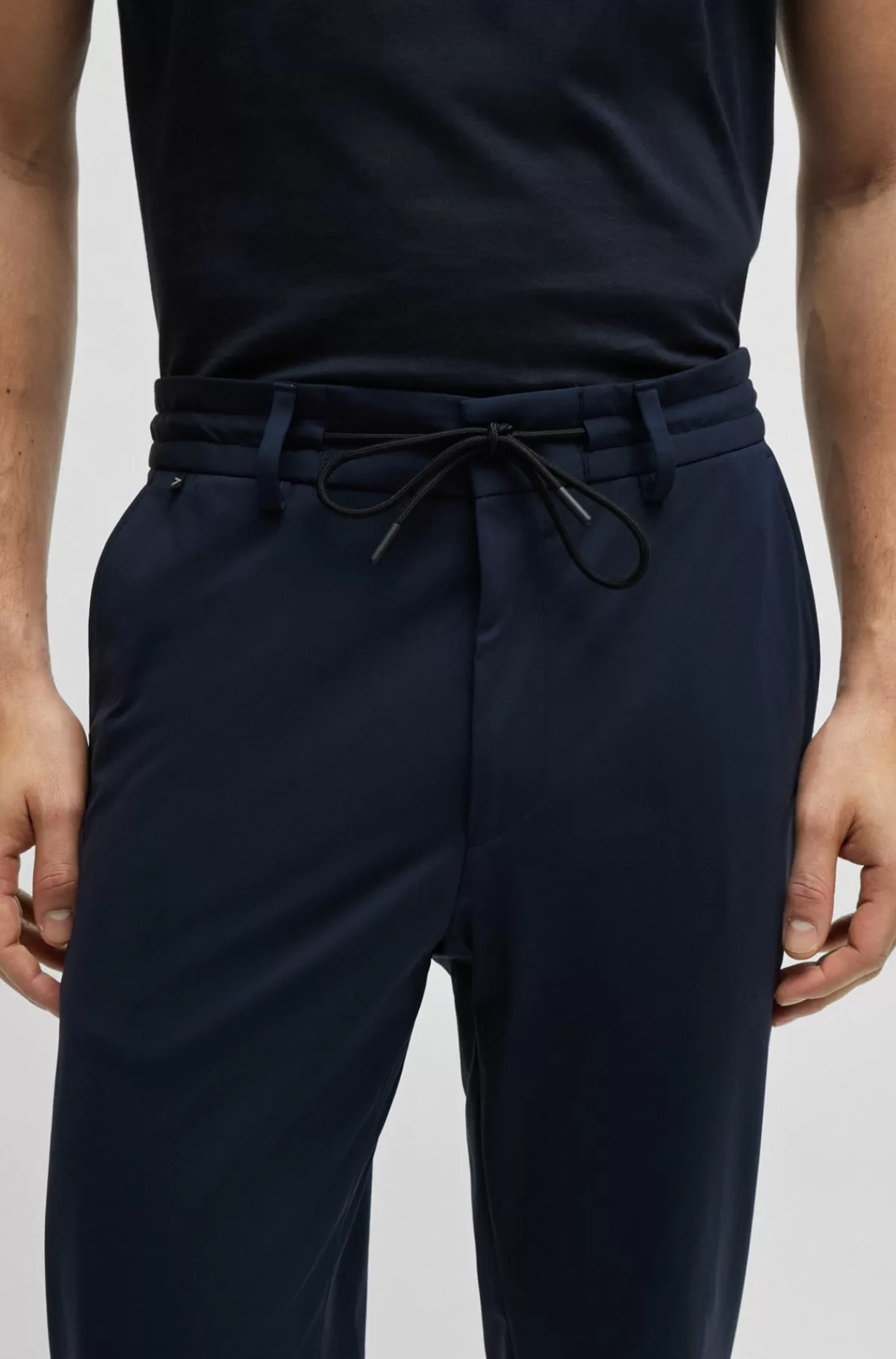 HUGO BOSS Slim Fit Bukser I Jersey Med Performance-stof Med Stræk Mørkeblå Cheap
