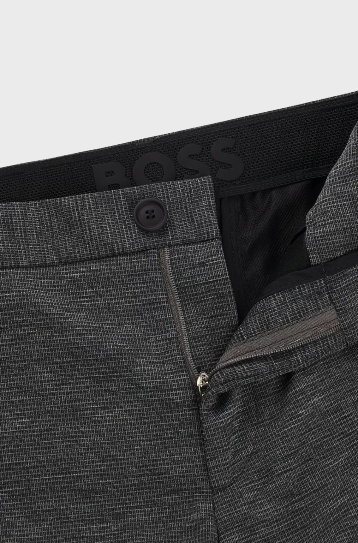 HUGO BOSS Slim Fit Bukser I Jersey Med Performance-stræk Og Mikromønster Mørkegrå Fashion