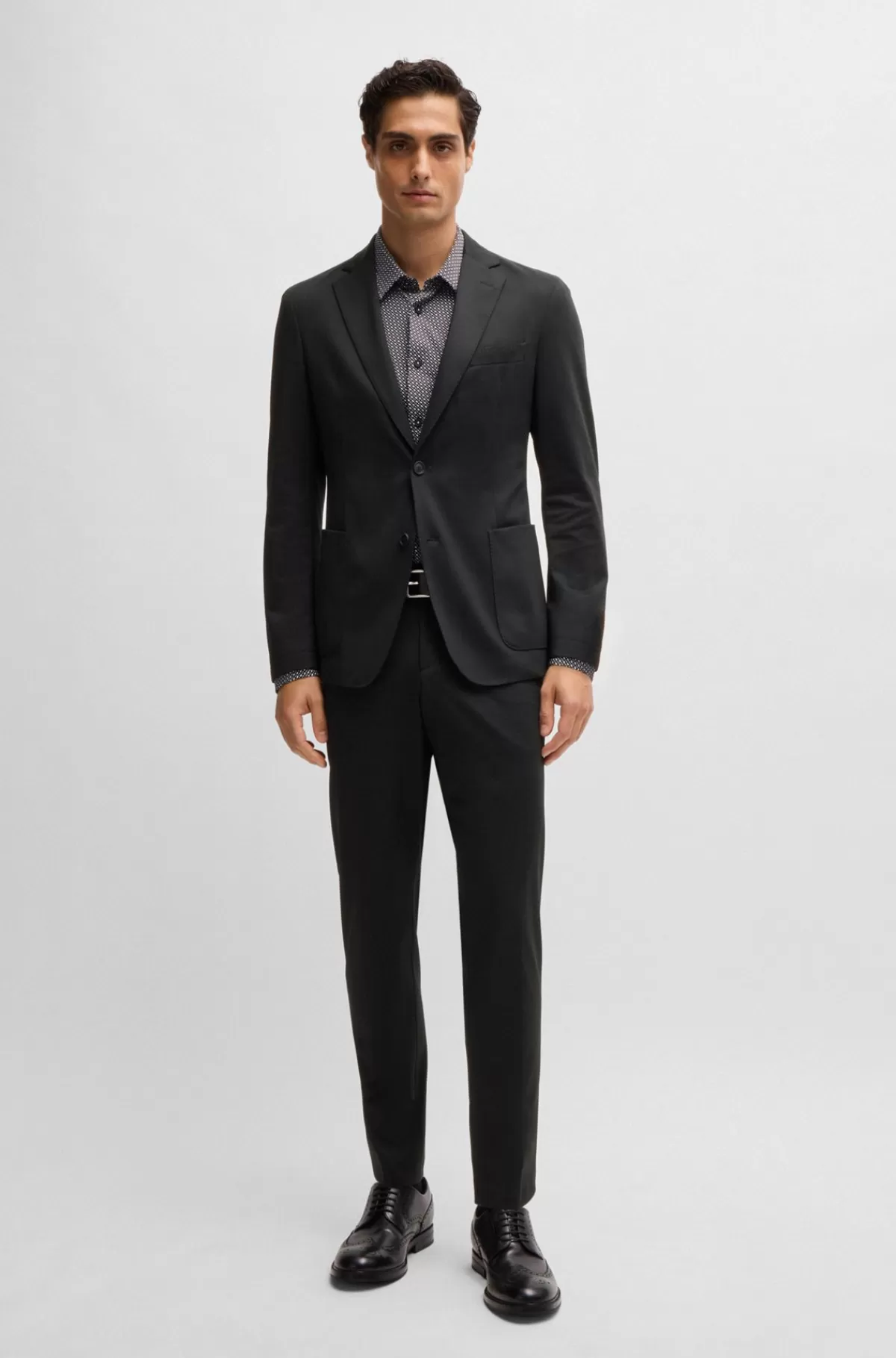 HUGO BOSS Slim Fit Bukser I Jersey Med Performance-stræk Og Mikromønster Sort Hot