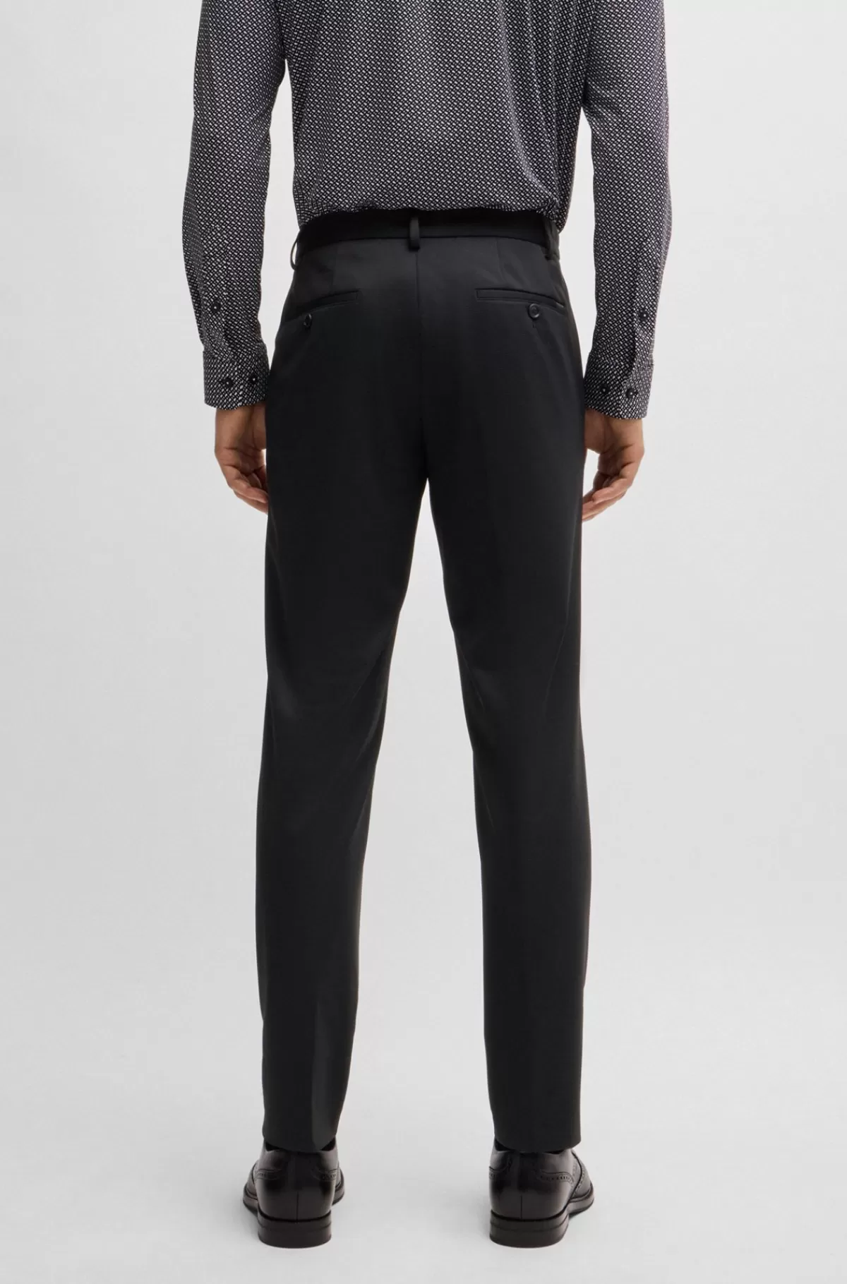 HUGO BOSS Slim Fit Bukser I Jersey Med Performance-stræk Og Mikromønster Sort Hot