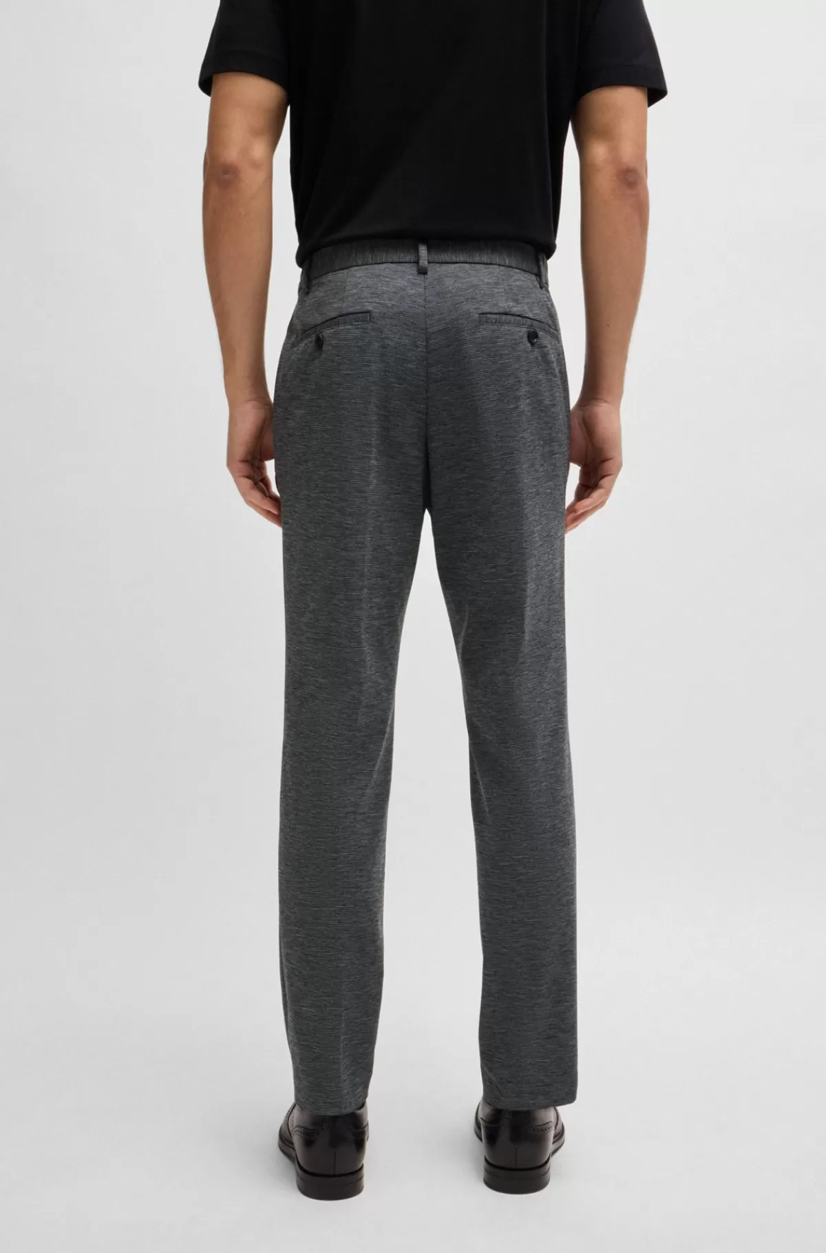 HUGO BOSS Slim Fit Bukser I Jersey Med Performance-stræk Og Mikromønster Mørkegrå Fashion