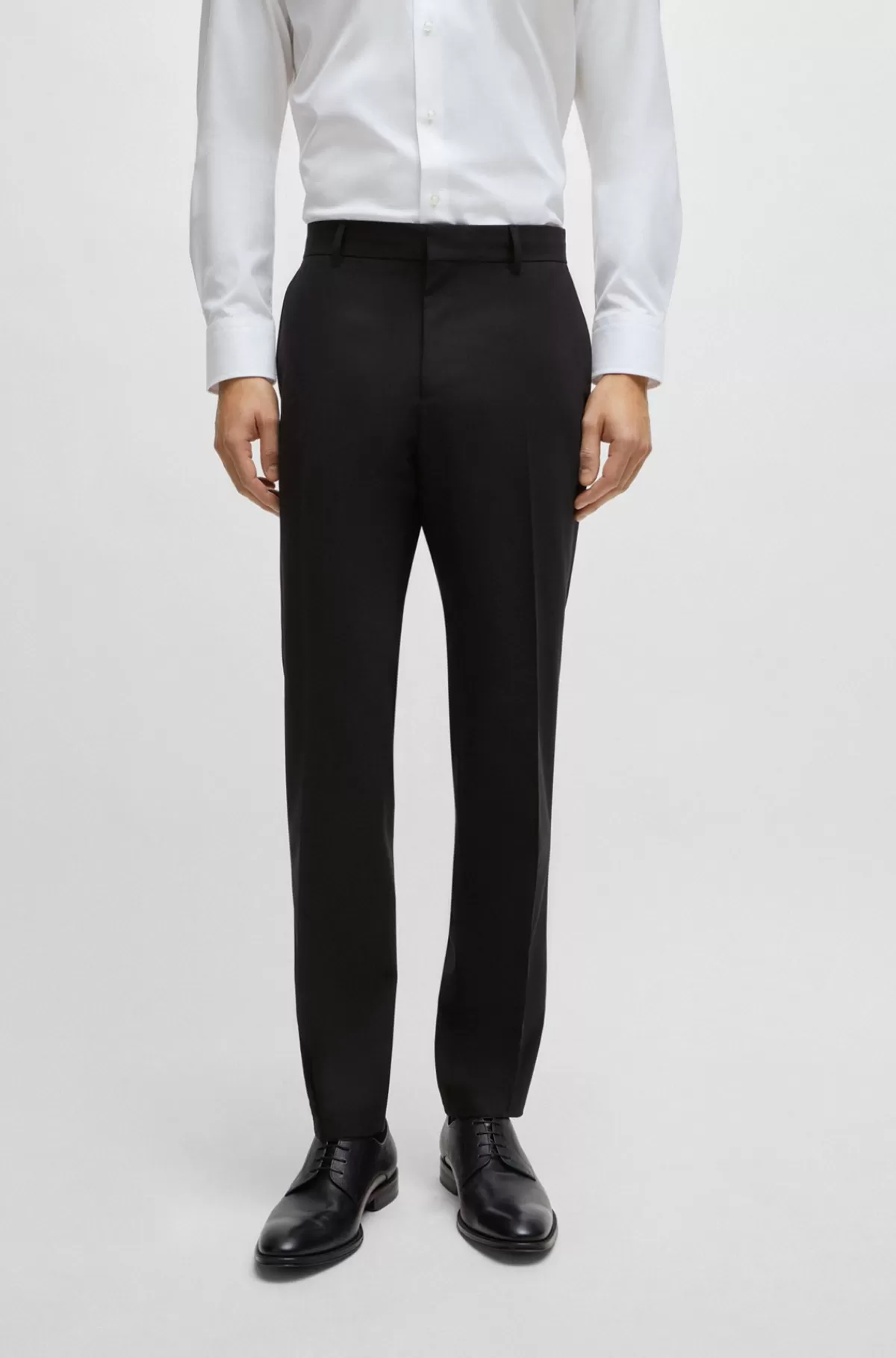 HUGO BOSS Slim Fit Bukser I Ny Uld Med Stræk Sort Cheap
