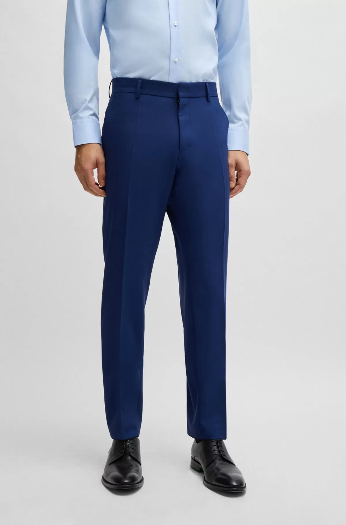 HUGO BOSS Slim Fit Bukser I Ny Uld Med Stræk Blå Cheap