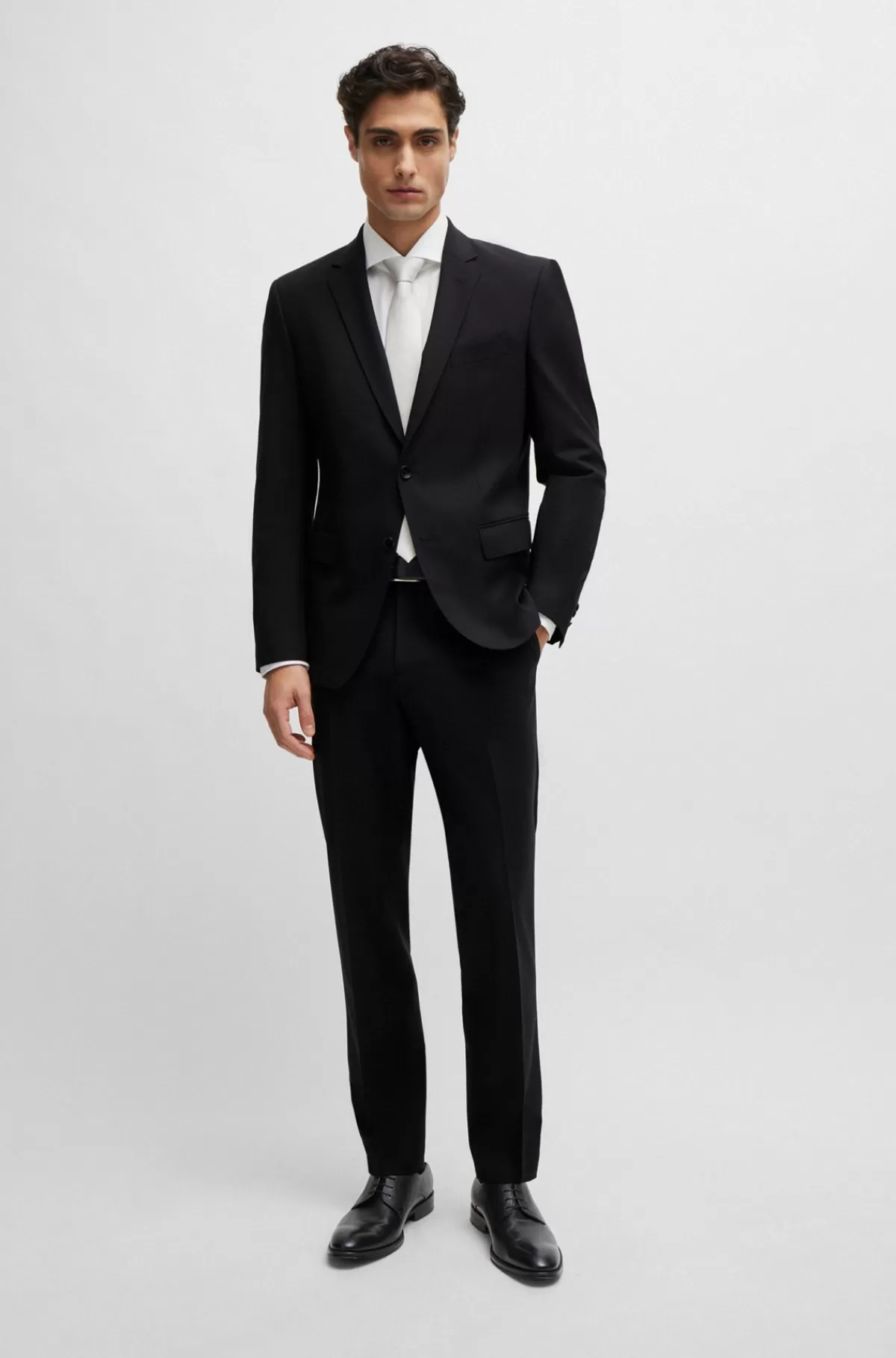 HUGO BOSS Slim Fit Bukser I Ny Uld Med Stræk Sort Cheap
