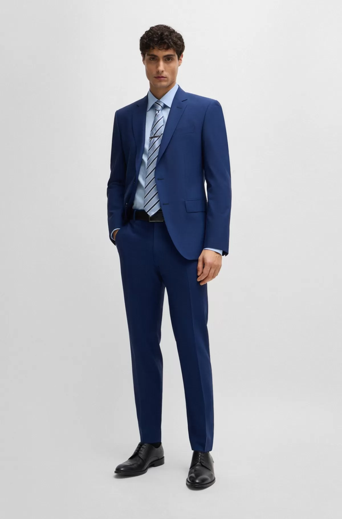 HUGO BOSS Slim Fit Bukser I Ny Uld Med Stræk Blå Cheap