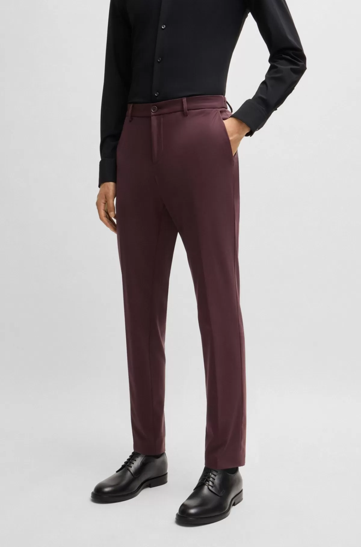 HUGO BOSS Slim Fit Bukser I Performance-jersey Med Stræk Lyserød New