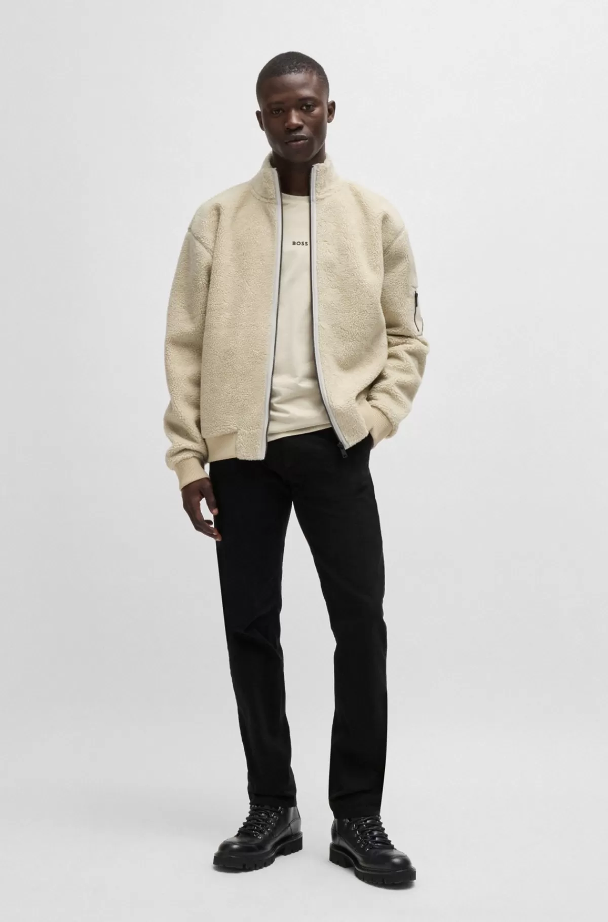 HUGO BOSS Slim Fit Chinos I Bomuldssatin Med Stræk Sort Clearance