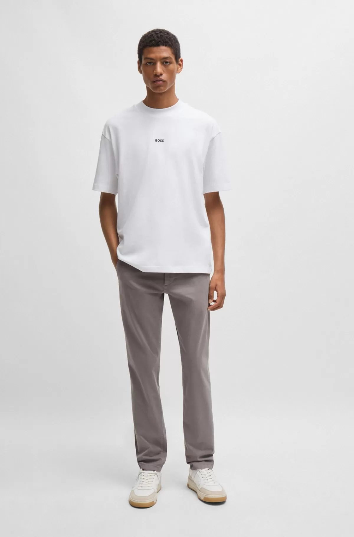 HUGO BOSS Slim Fit Chinos I Bomuldssatin Med Stræk Grå Best