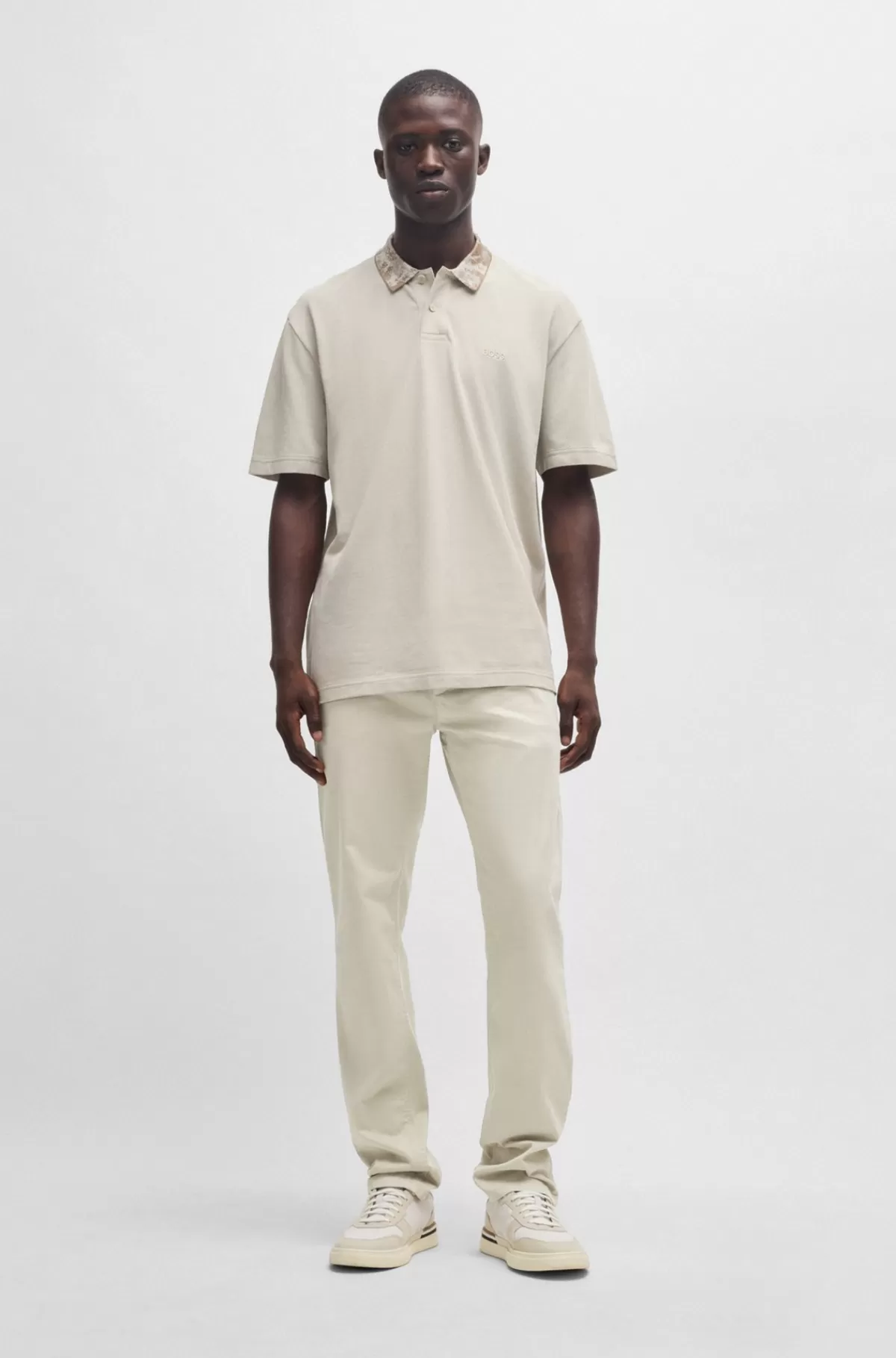 HUGO BOSS Slim Fit Chinos I Bomuldssatin Med Stræk Lys beige Discount