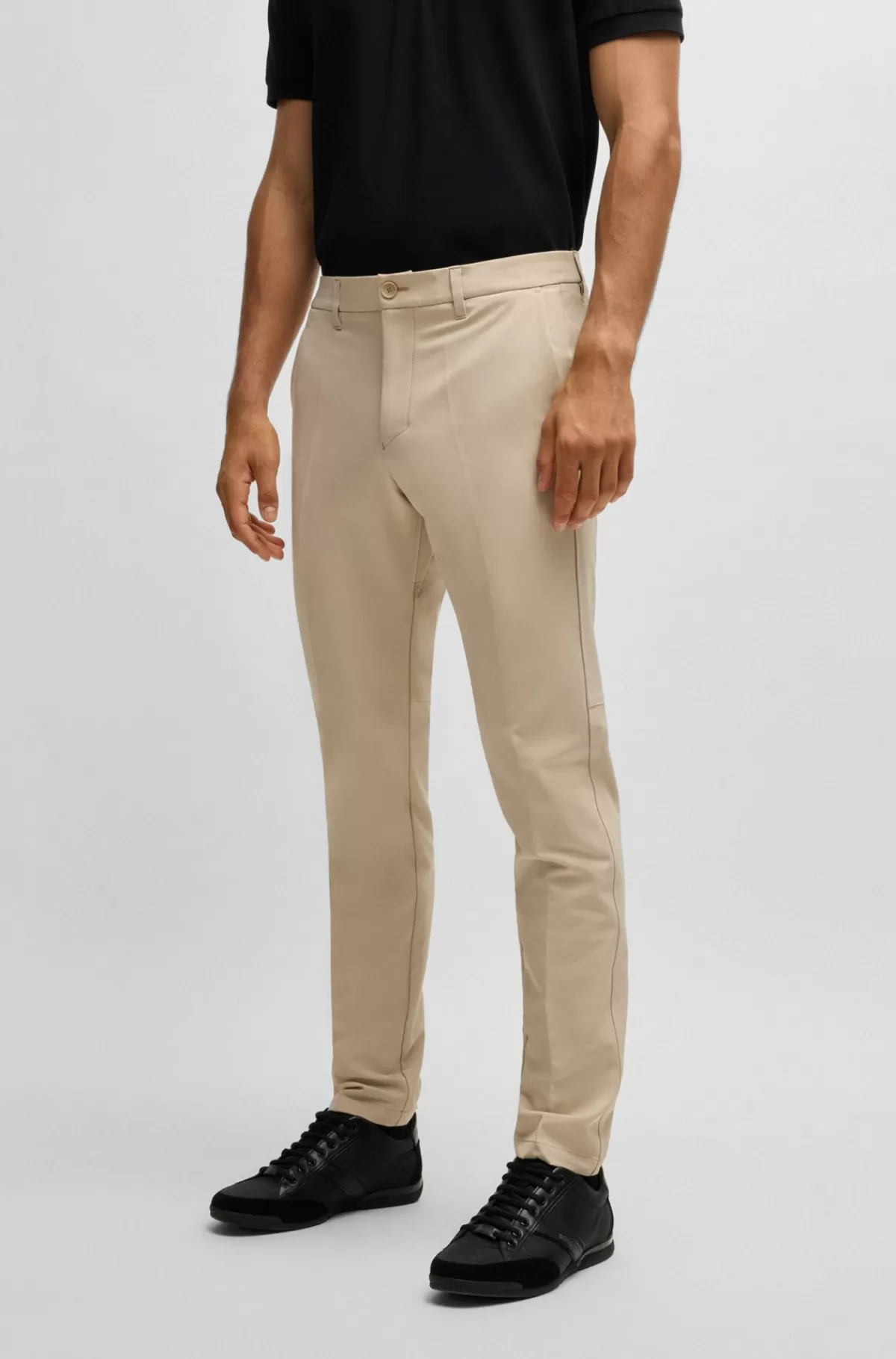 HUGO BOSS Slim Fit Chinos I Strygelet Stof Med Stræk I Fire Retninger Lys beige Best Sale