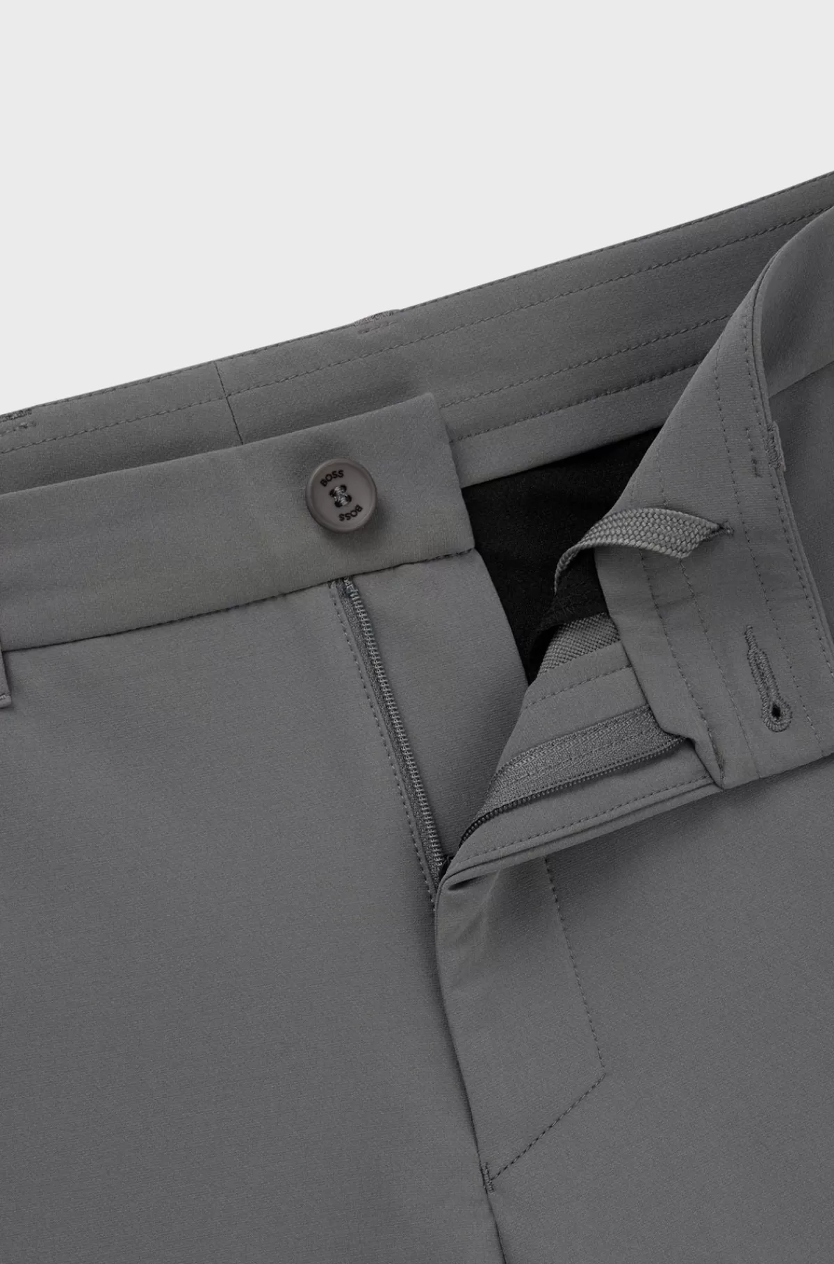 HUGO BOSS Slim Fit Chinos I Strygelet Stof Med Stræk I Fire Retninger Grå Outlet
