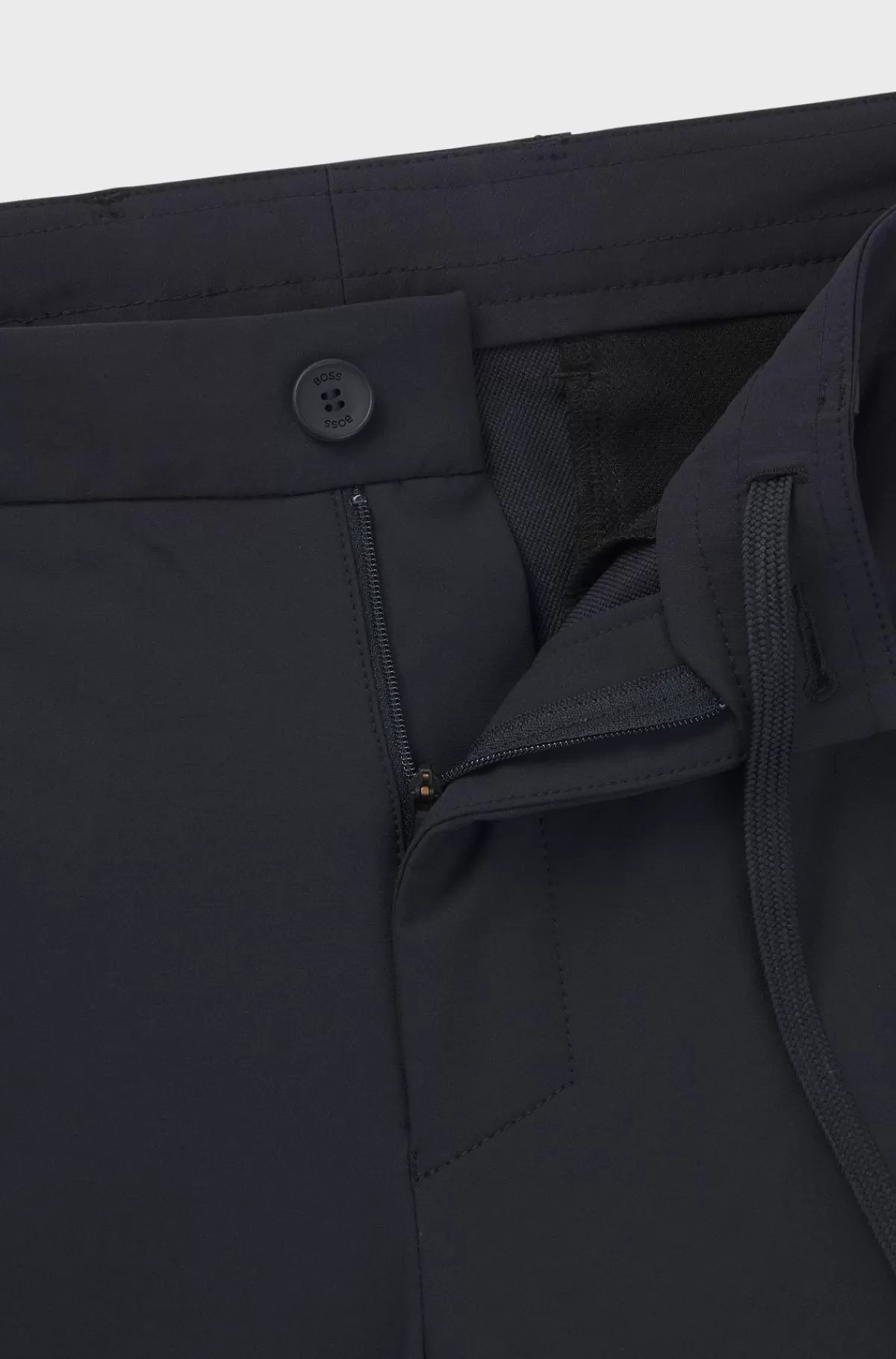HUGO BOSS Slim Fit Chinos I Strygelet Stof Med Stræk I Fire Retninger Mørkeblå Outlet