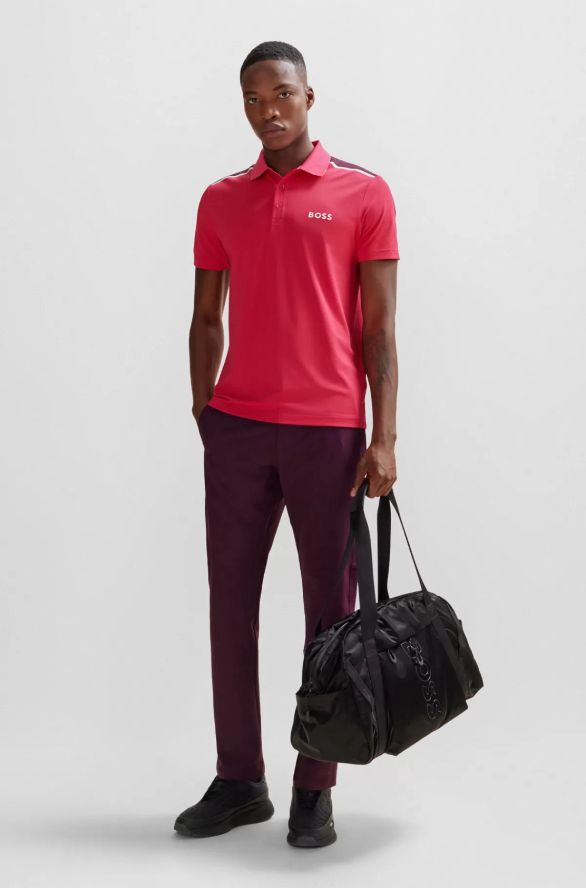 HUGO BOSS Slim Fit Chinos I Strygelet Stof Med Stræk I Fire Retninger Mørklilla Cheap