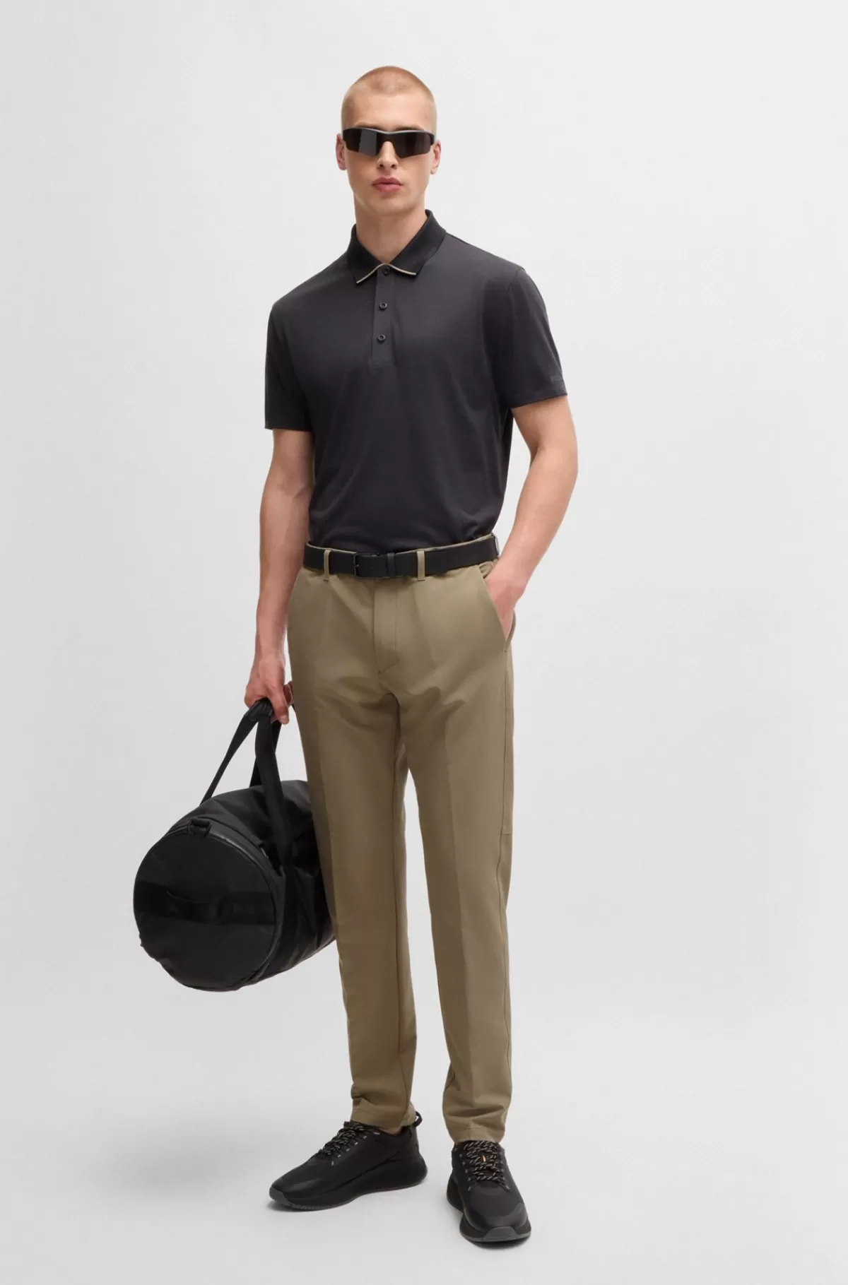 HUGO BOSS Slim Fit Chinos I Strygelet Stof Med Stræk I Fire Retninger Beige Flash Sale