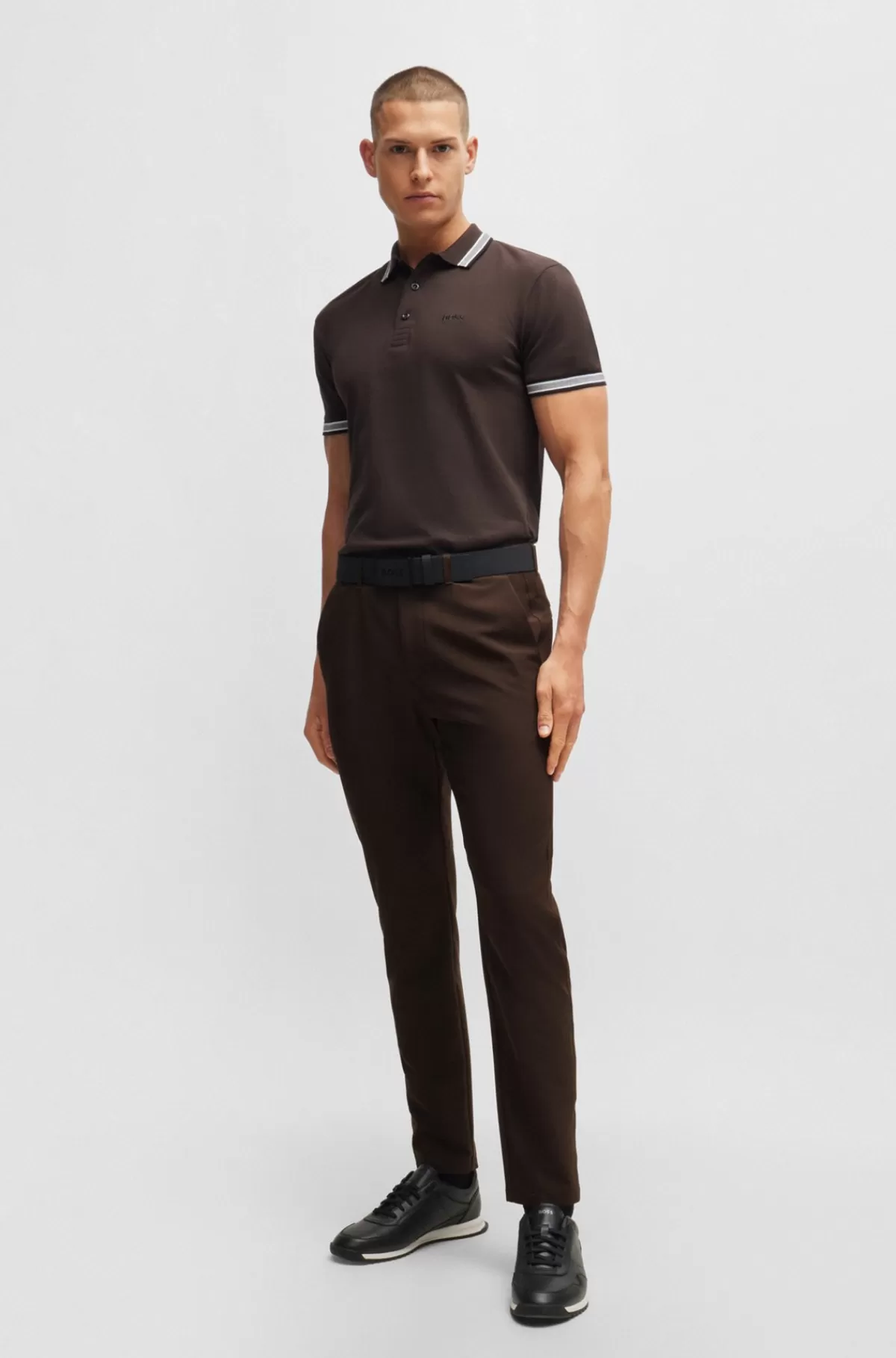 HUGO BOSS Slim Fit Chinos I Strygelet Stof Med Stræk I Fire Retninger Brun Fashion