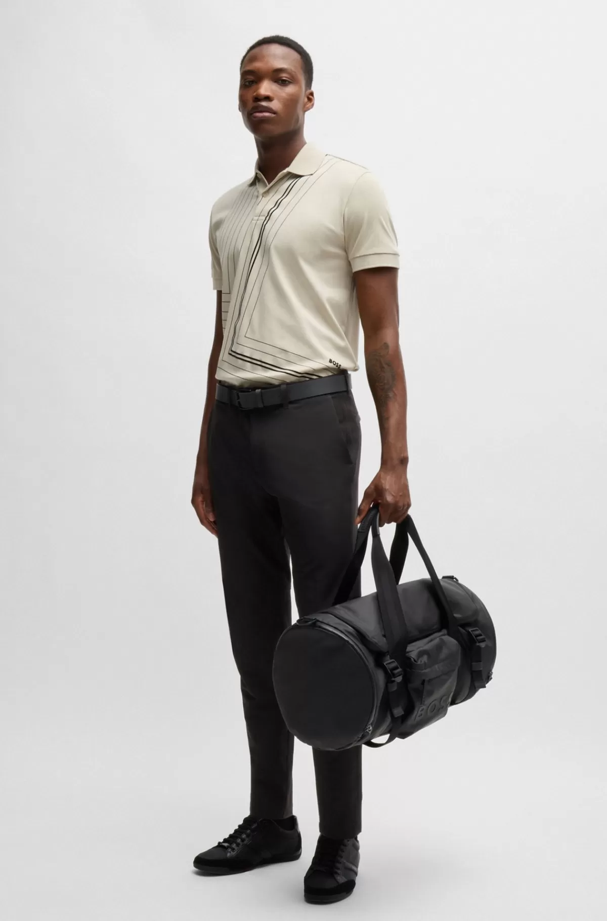 HUGO BOSS Slim Fit Chinos I Strygelet Stof Med Stræk I Fire Retninger Sort Best Sale