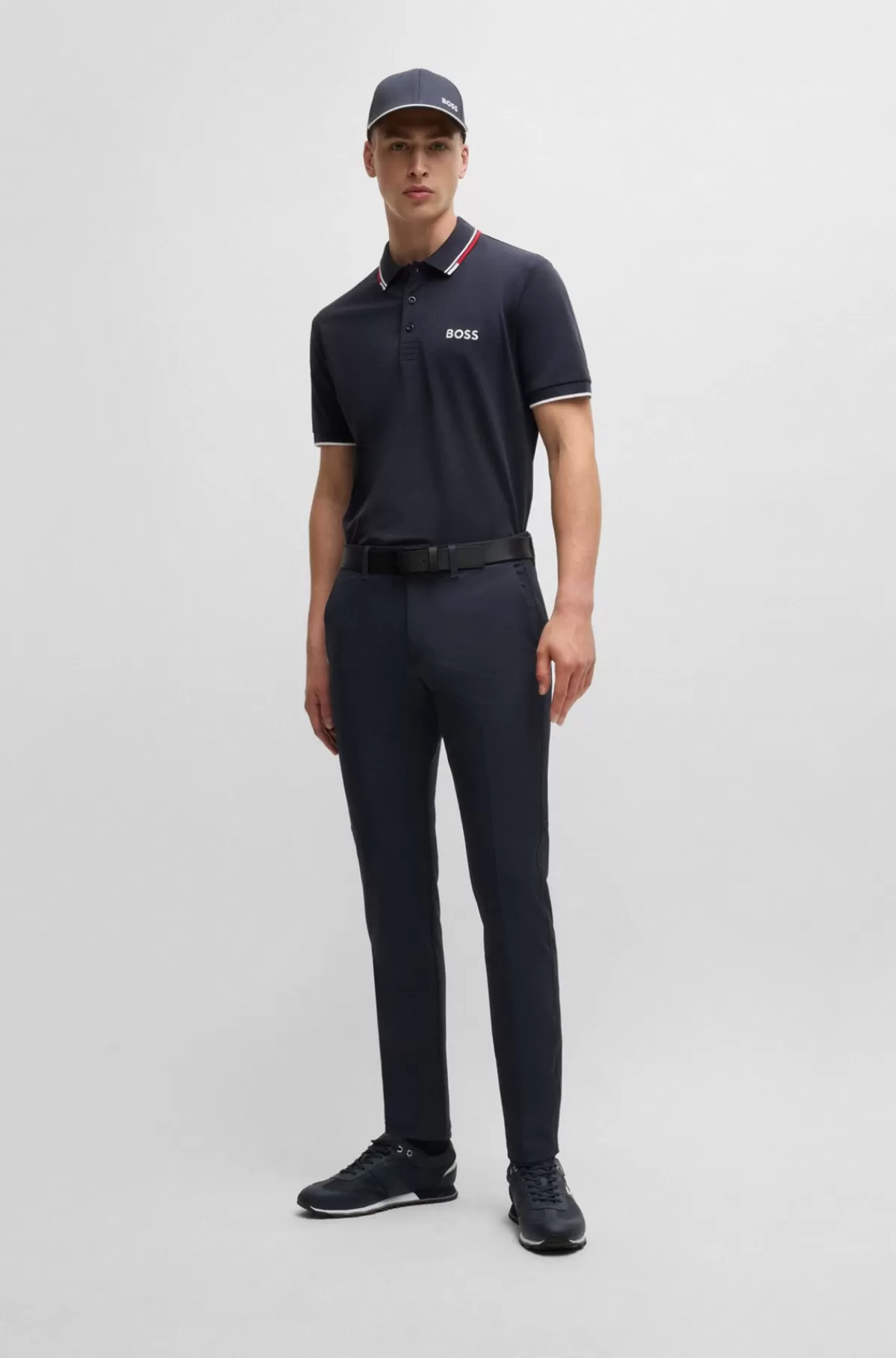 HUGO BOSS Slim Fit Chinos I Strygelet Stof Med Stræk I Fire Retninger Mørkeblå Outlet