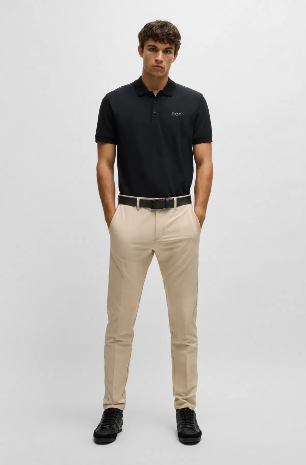 HUGO BOSS Slim Fit Chinos I Strygelet Stof Med Stræk I Fire Retninger Lys beige Best Sale